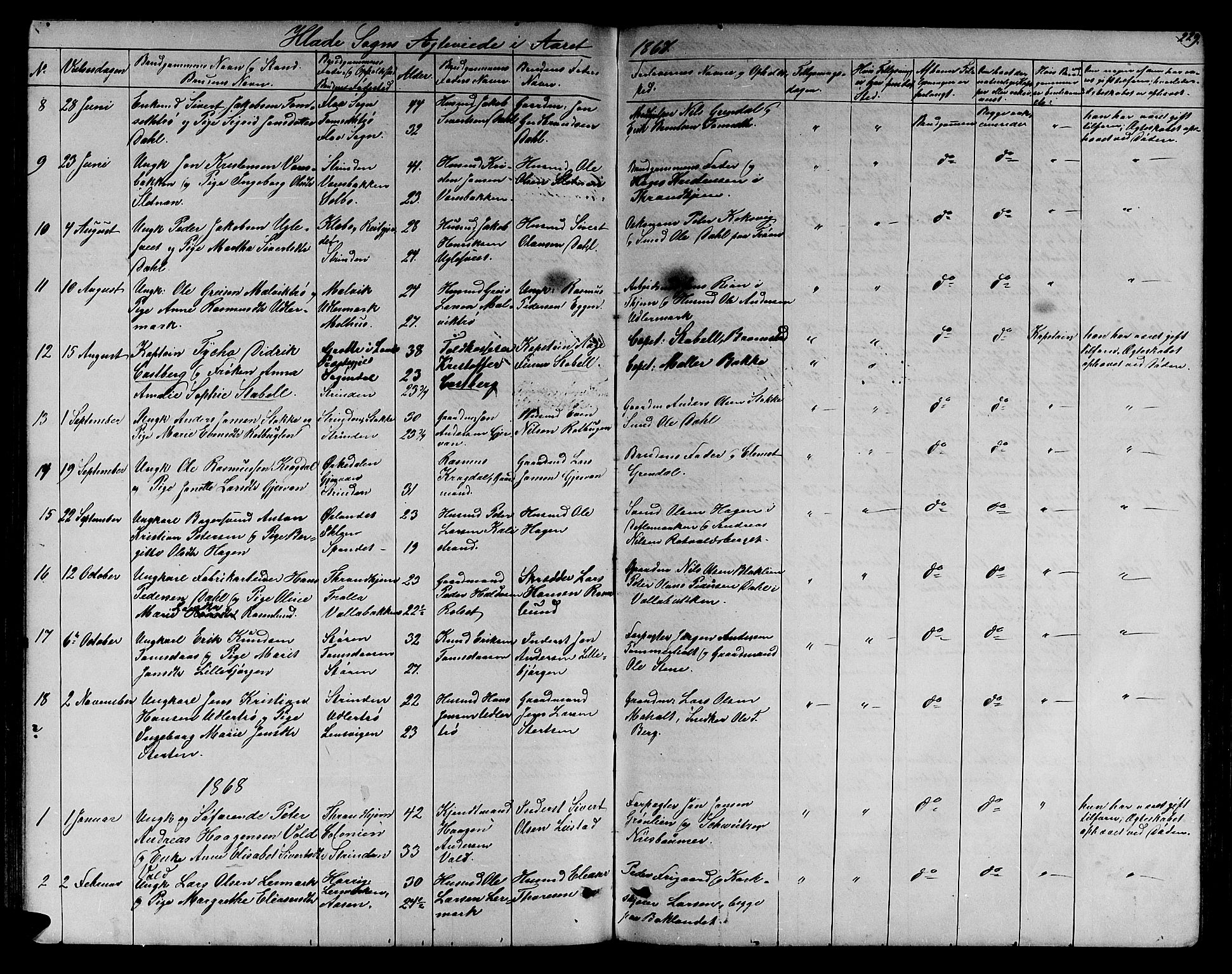 Ministerialprotokoller, klokkerbøker og fødselsregistre - Sør-Trøndelag, AV/SAT-A-1456/606/L0311: Parish register (copy) no. 606C07, 1860-1877, p. 229
