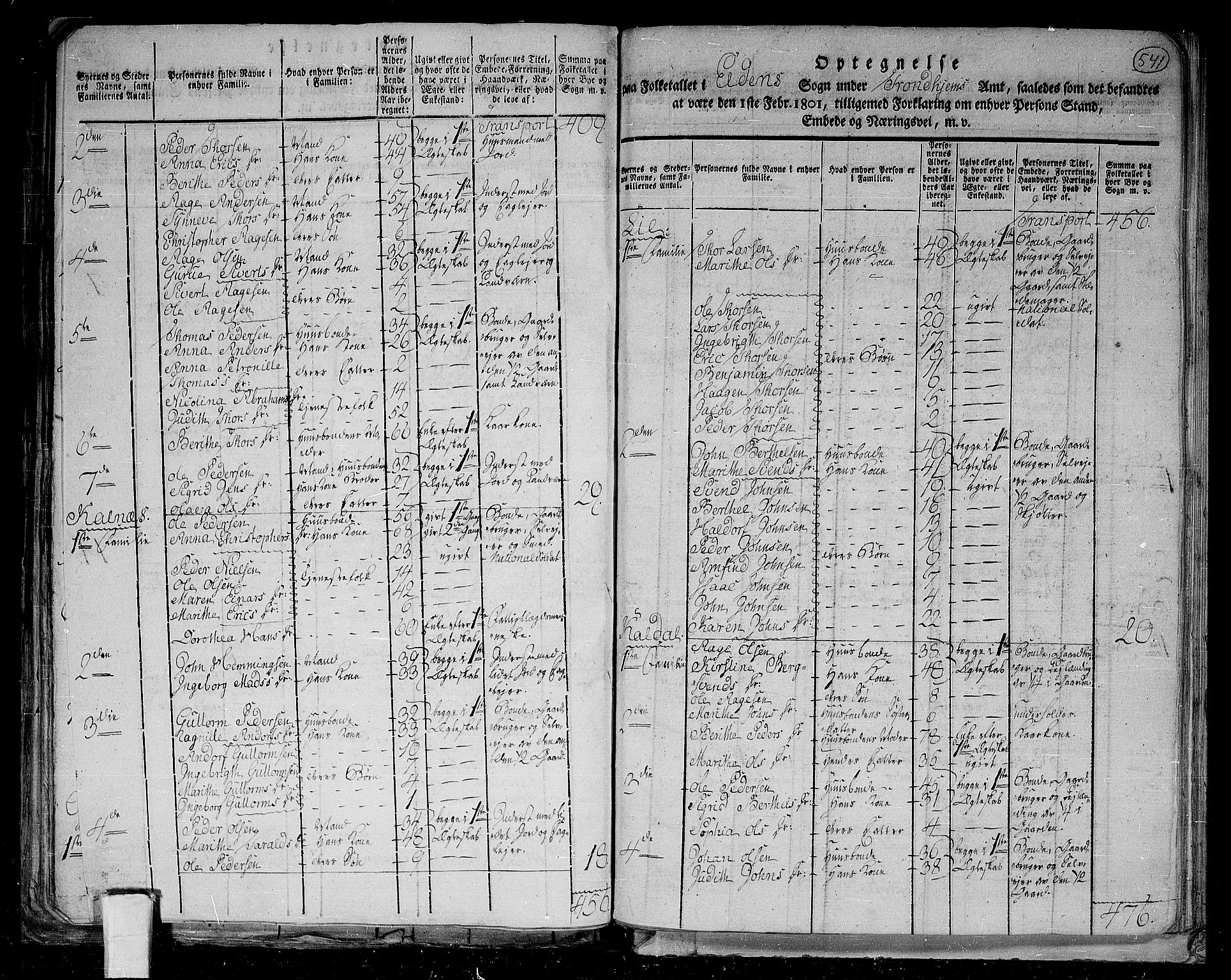 RA, 1801 census for 1727P Beitstad, 1801, p. 540b-541a