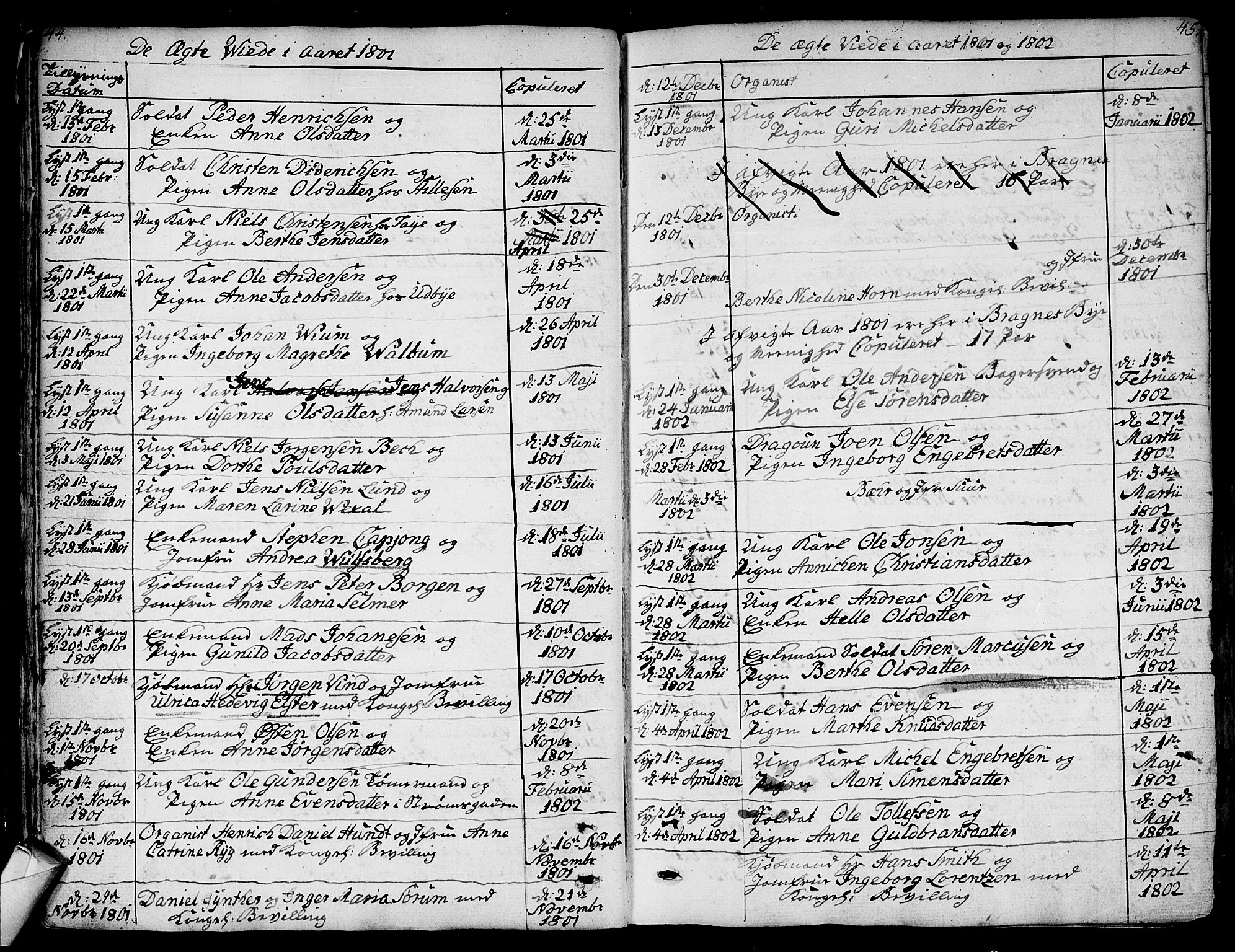 Bragernes kirkebøker, SAKO/A-6/F/Fa/L0006a: Parish register (official) no. I 6, 1782-1814, p. 44-45