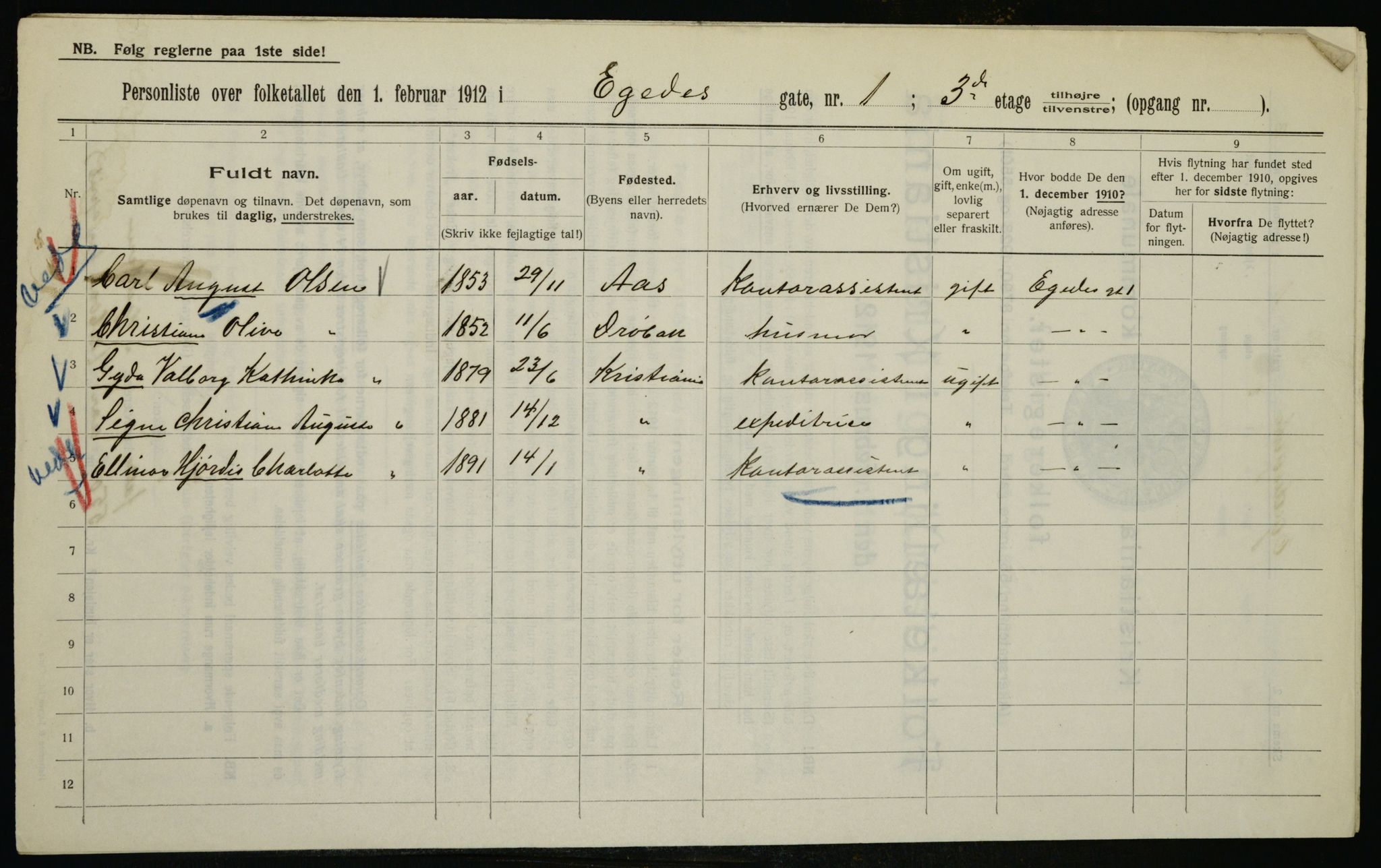 OBA, Municipal Census 1912 for Kristiania, 1912, p. 18668