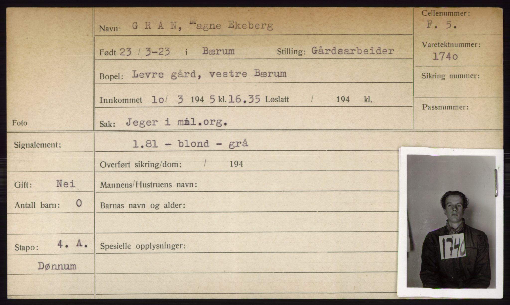 Statspolitiet - Hovedkontoret / Osloavdelingen, AV/RA-S-1329/C/Ck/Cke/L0003: Fangeregister; etternavn G - K, 1941-1945, p. 86