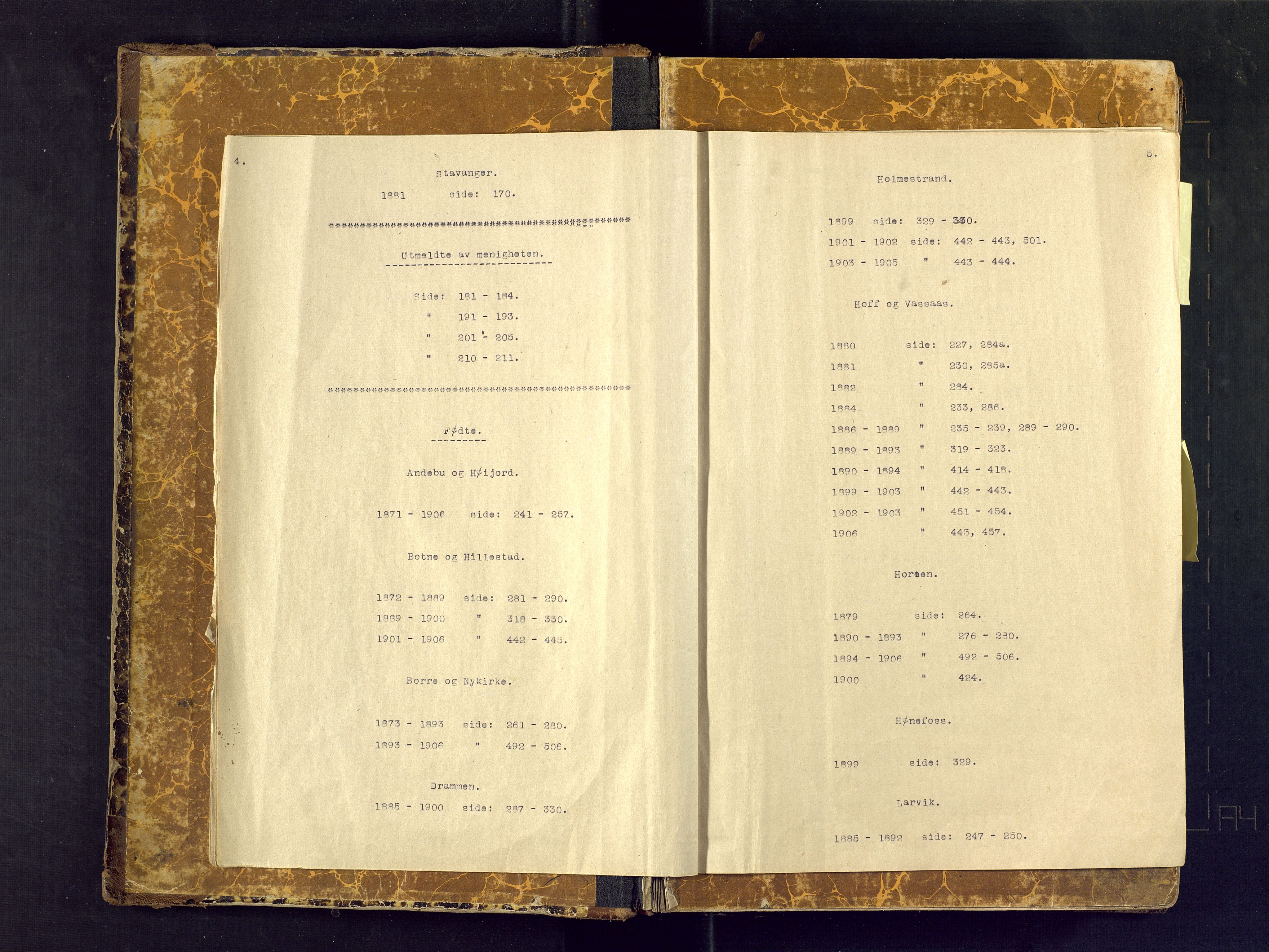 Den evangelisk lutherske frimenighet i Jarlsbergs grevskap med flere steder, SAKO/P-1384/F/Fa/L0001: Dissenter register no. Fa/L0001, 1872-1925