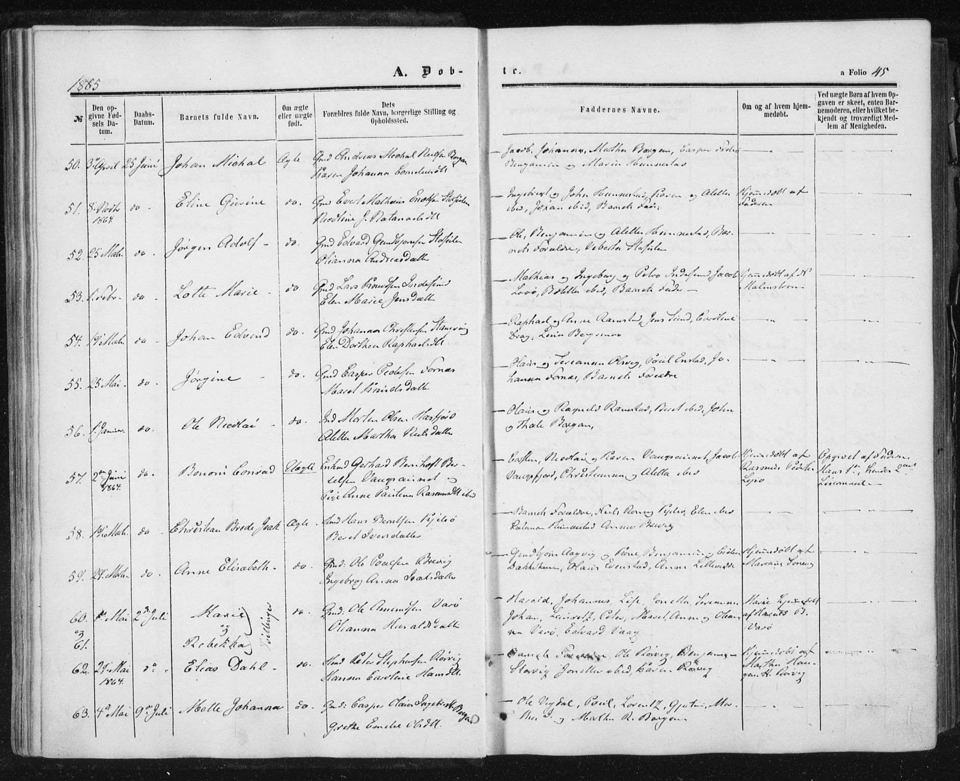 Ministerialprotokoller, klokkerbøker og fødselsregistre - Nord-Trøndelag, AV/SAT-A-1458/784/L0670: Parish register (official) no. 784A05, 1860-1876, p. 45