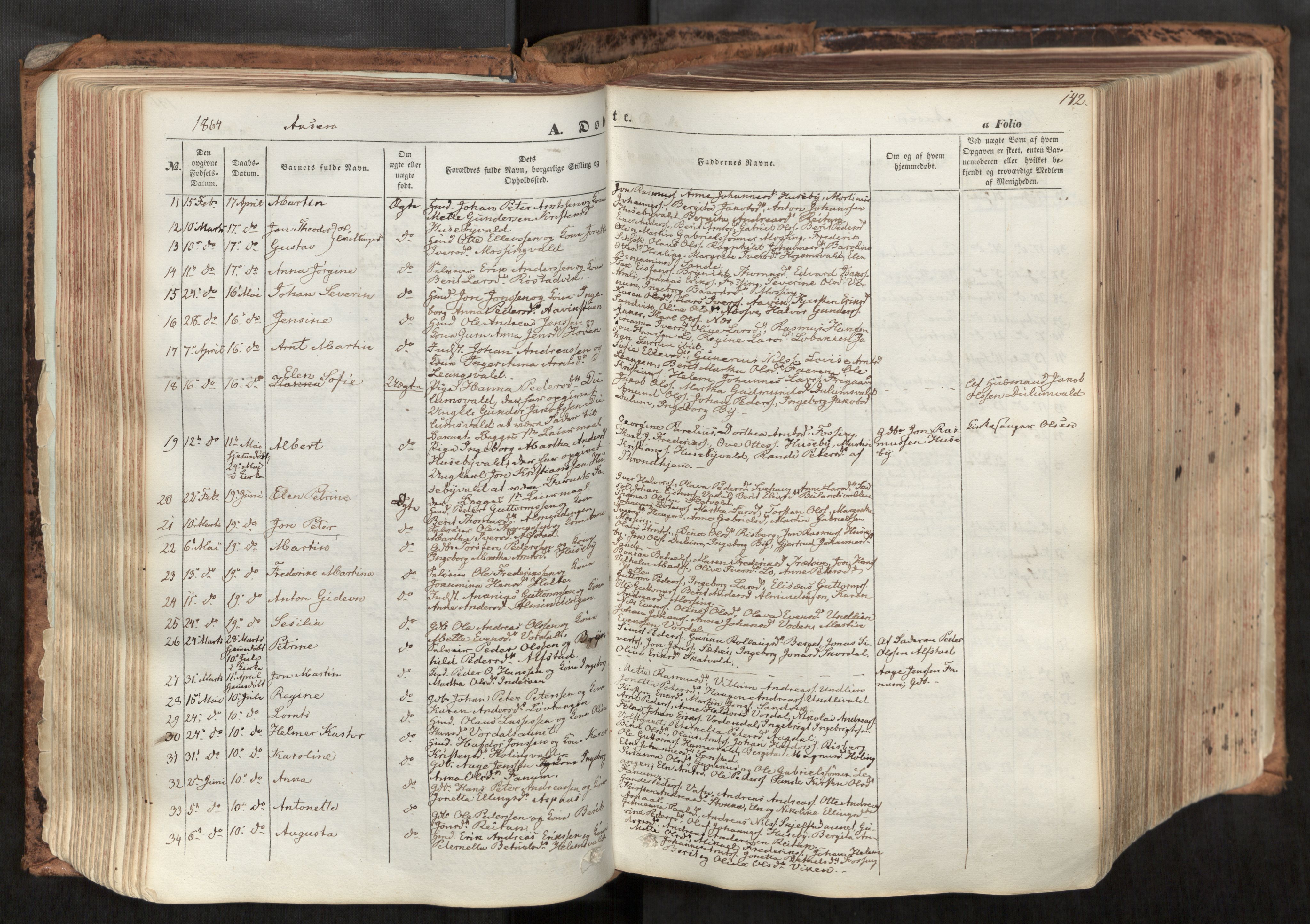 Ministerialprotokoller, klokkerbøker og fødselsregistre - Nord-Trøndelag, SAT/A-1458/713/L0116: Parish register (official) no. 713A07, 1850-1877, p. 142