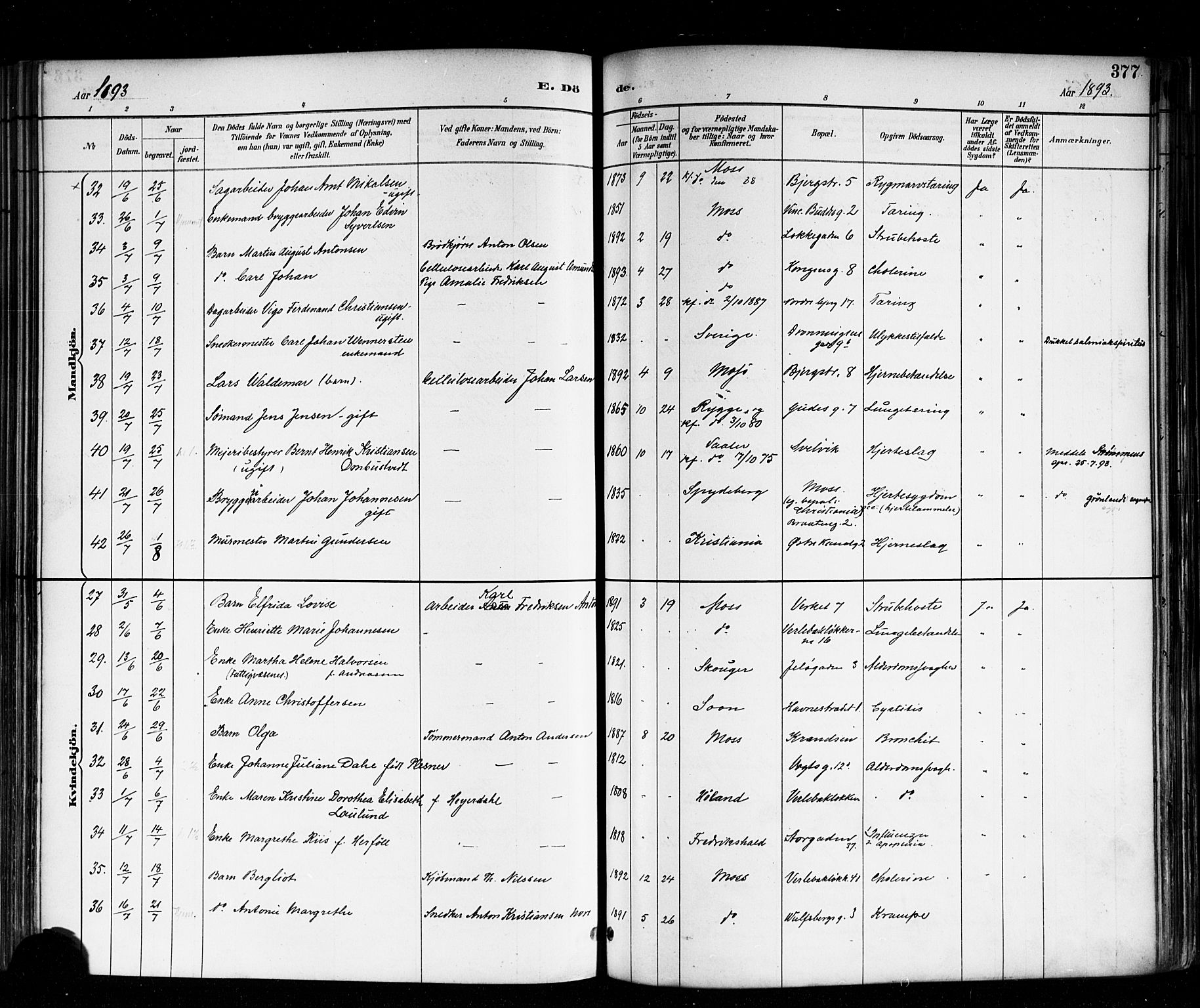 Moss prestekontor Kirkebøker, AV/SAO-A-2003/F/Fb/L0002b: Parish register (official) no. II 2B, 1887-1893, p. 377