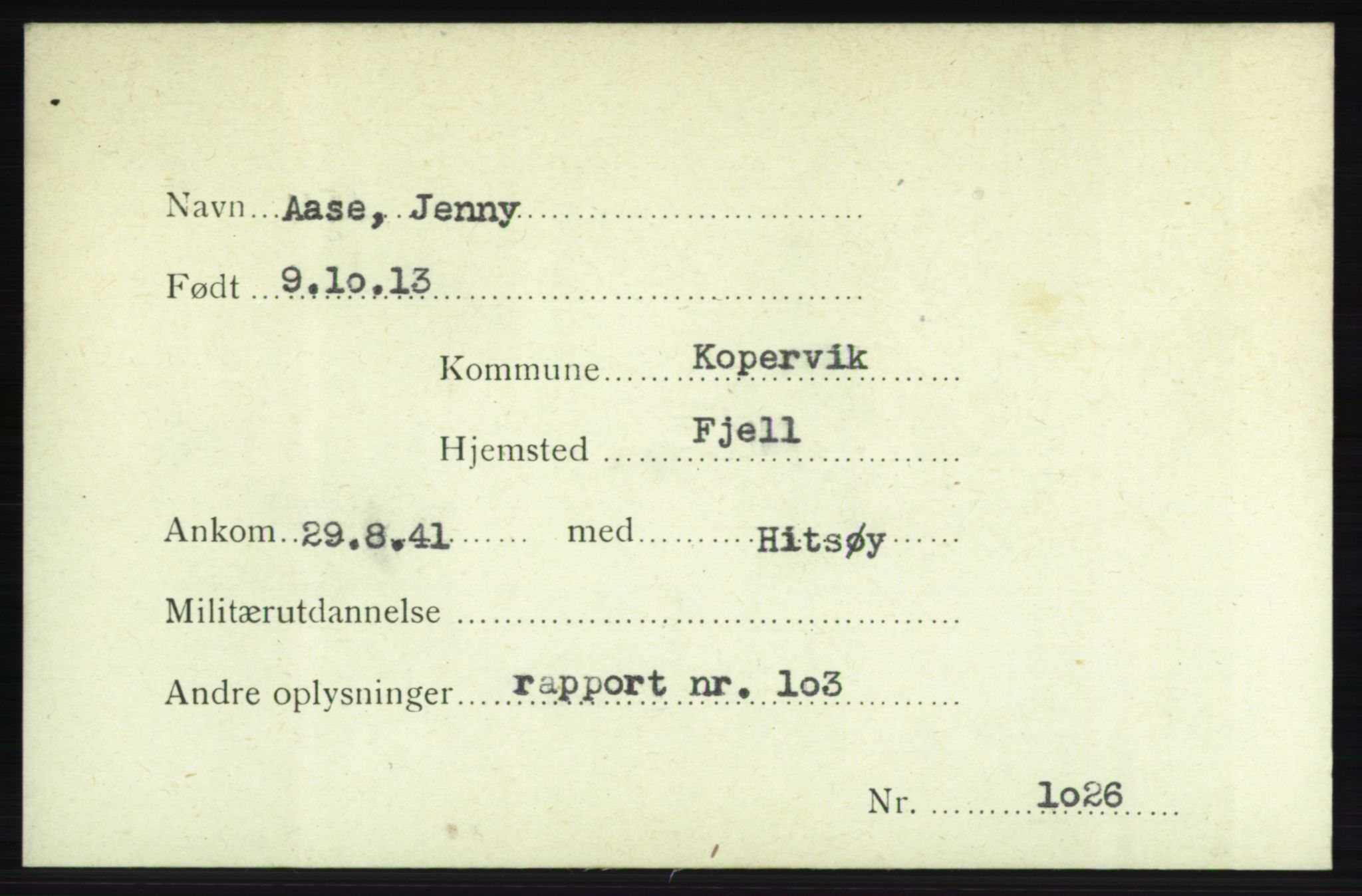 Forsvarets Overkommando. 2. kontor. Arkiv 8.1. Mottakersentralen FDE og FO.II, AV/RA-RAFA-6952/P/Pa/L0001: AA/Å - Andvig , 1940-1945, p. 147