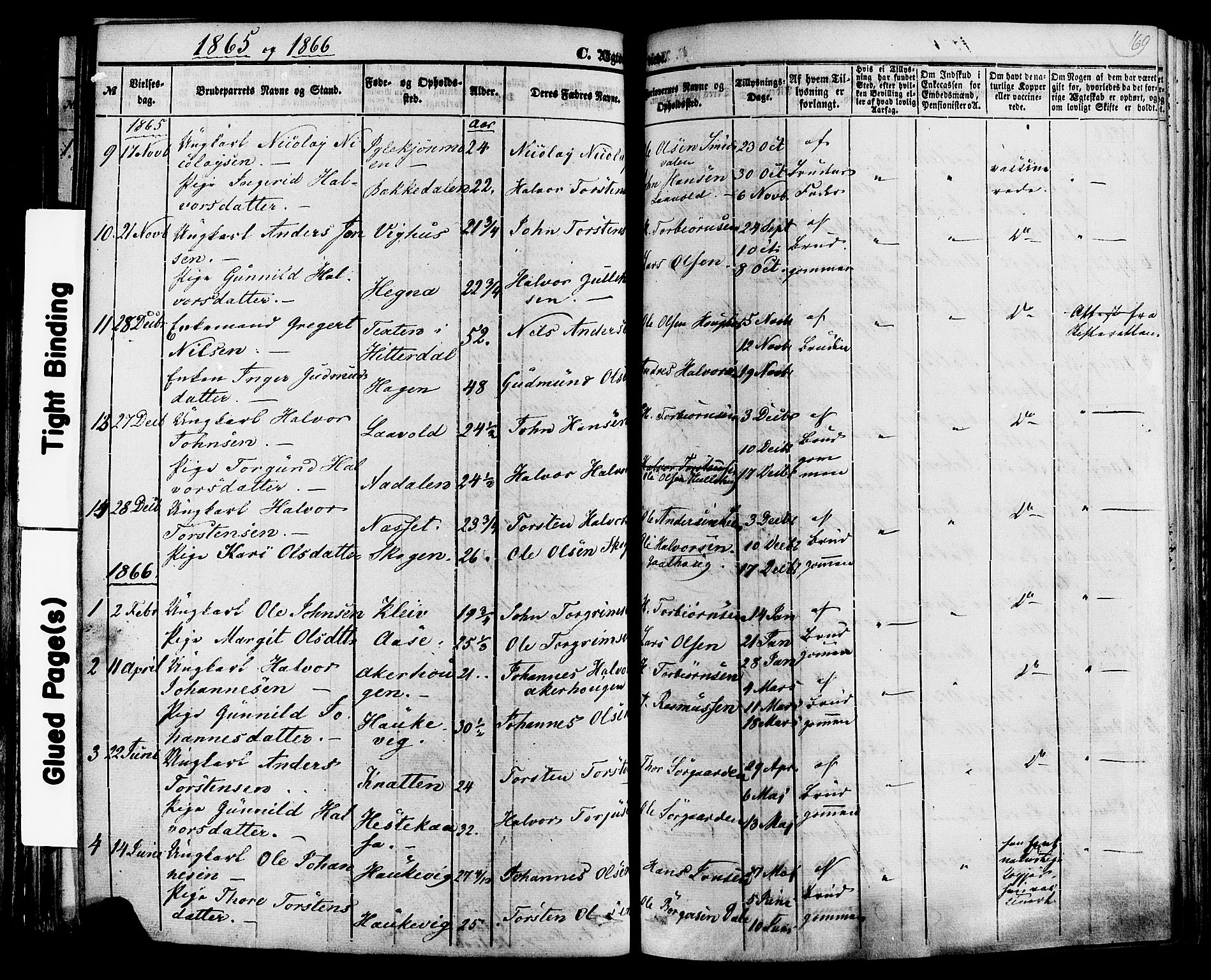 Sauherad kirkebøker, AV/SAKO-A-298/F/Fa/L0007: Parish register (official) no. I 7, 1851-1873, p. 169