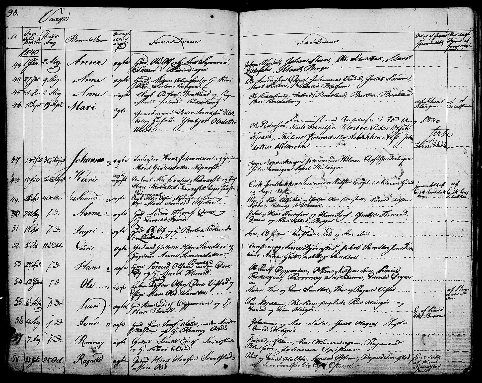 Vågå prestekontor, SAH/PREST-076/H/Ha/Haa/L0004: Parish register (official) no. 4 /1, 1827-1842, p. 98