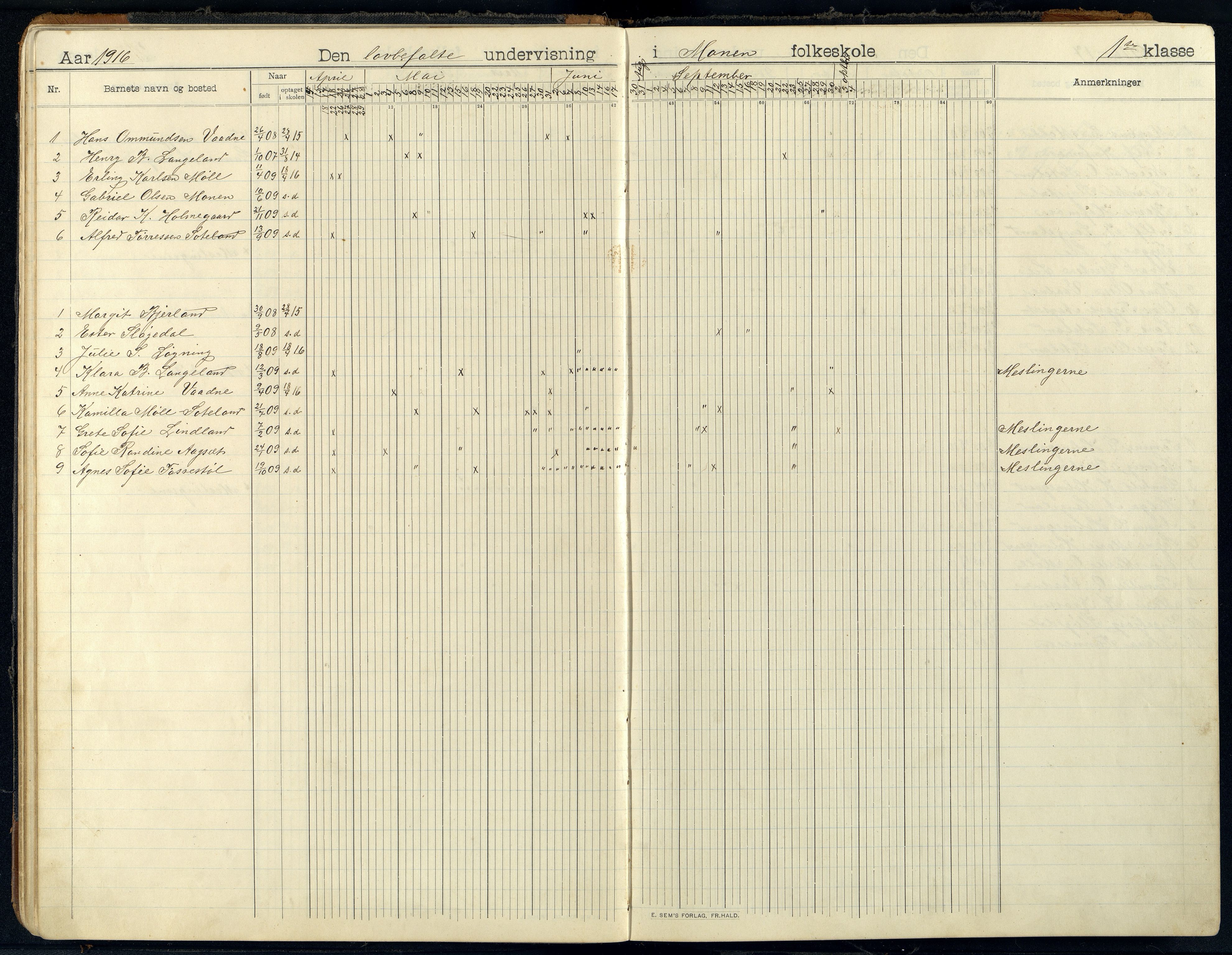 Holum kommune - Monen Skole, ARKSOR/1002HO551/I/L0002: Dagbok, 1908-1951, p. 26b-27a