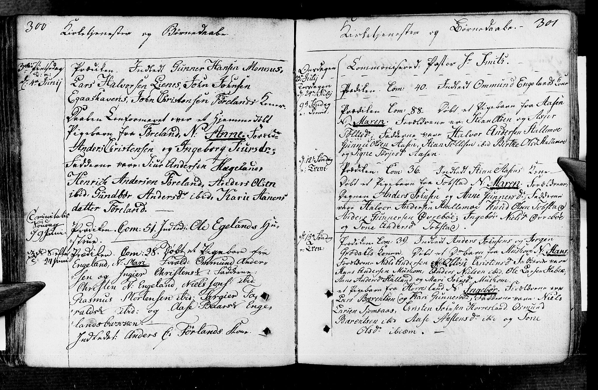 Vennesla sokneprestkontor, AV/SAK-1111-0045/Fa/Fac/L0002: Parish register (official) no. A 2, 1785-1834, p. 300-301