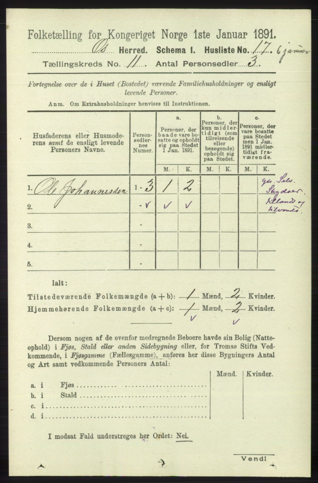 RA, 1891 census for 1243 Os, 1891, p. 2563