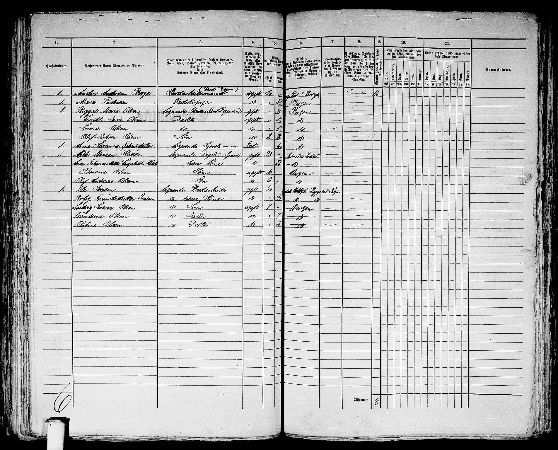 RA, 1865 census for Bergen, 1865, p. 3792