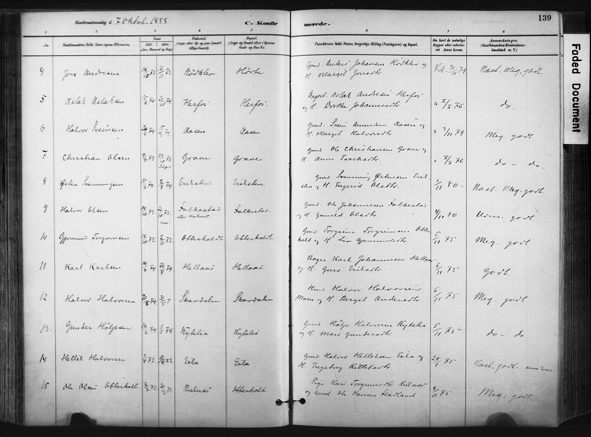 Bø kirkebøker, AV/SAKO-A-257/F/Fa/L0010: Parish register (official) no. 10, 1880-1892, p. 139