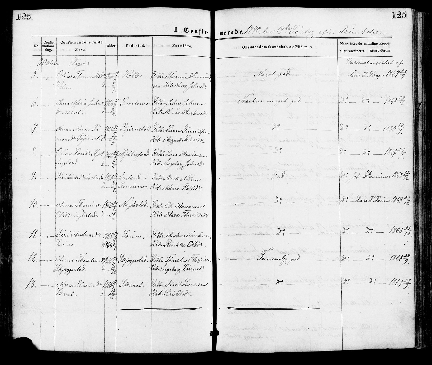 Hægebostad sokneprestkontor, AV/SAK-1111-0024/F/Fa/Faa/L0005: Parish register (official) no. A 5, 1864-1886, p. 125