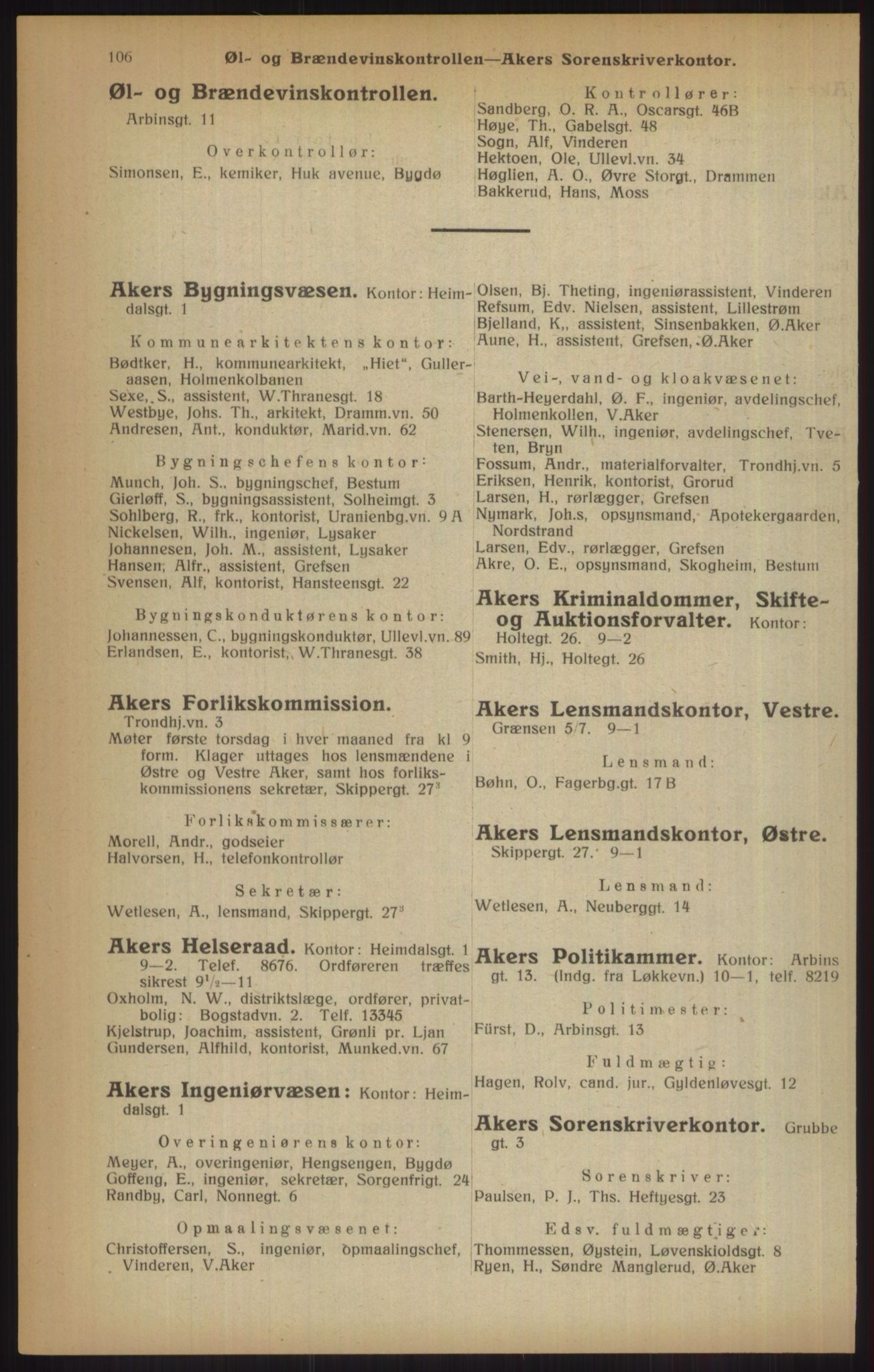 Kristiania/Oslo adressebok, PUBL/-, 1915, p. 106