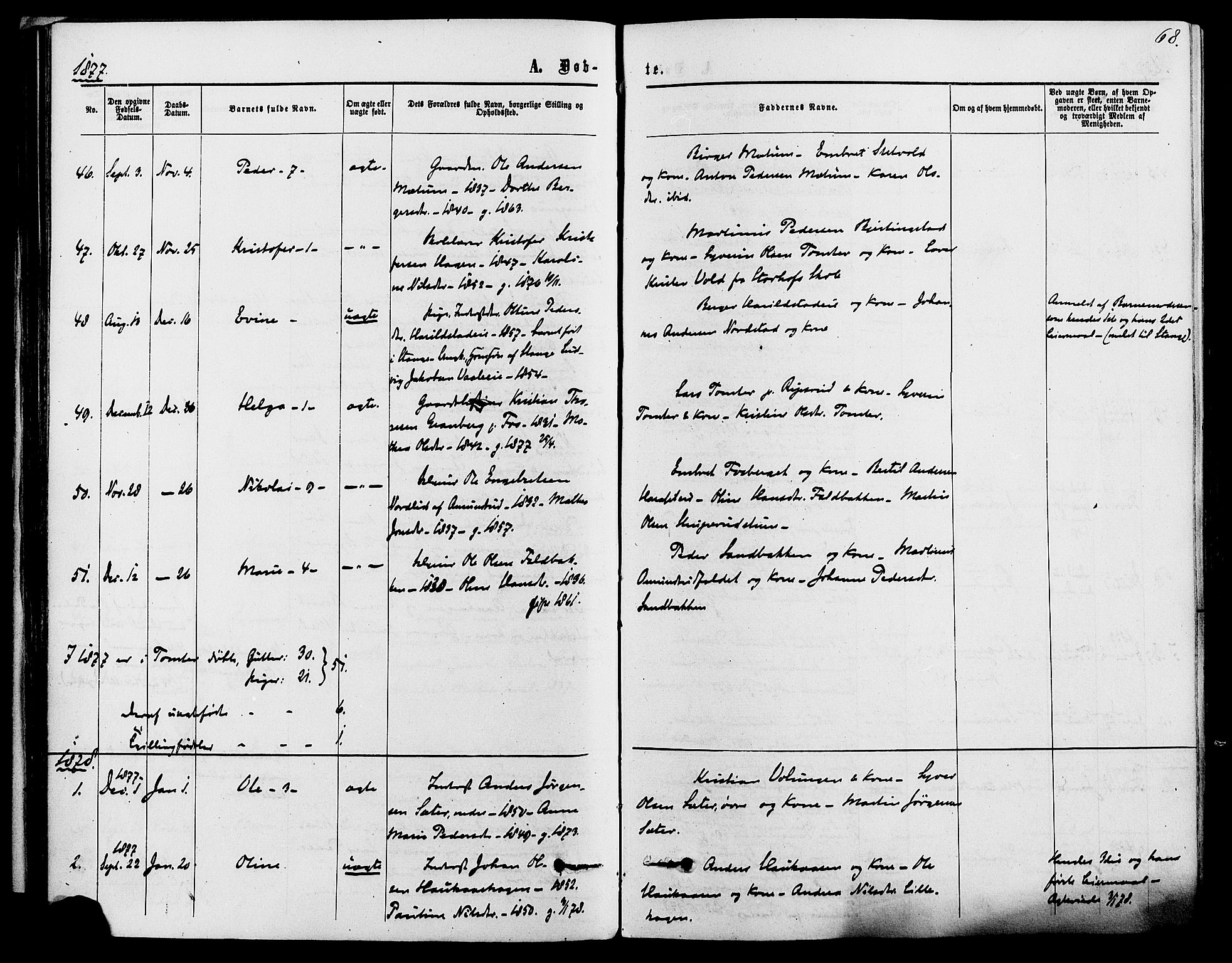 Romedal prestekontor, SAH/PREST-004/K/L0006: Parish register (official) no. 6, 1866-1886, p. 68