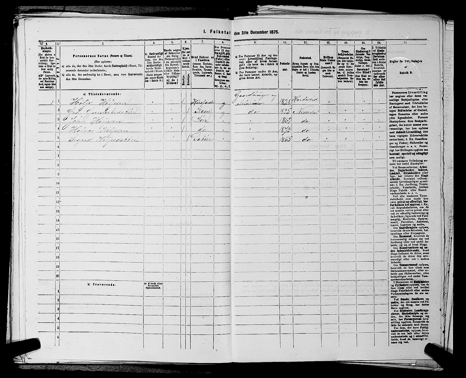 SAKO, 1875 census for 0830P Nissedal, 1875, p. 346