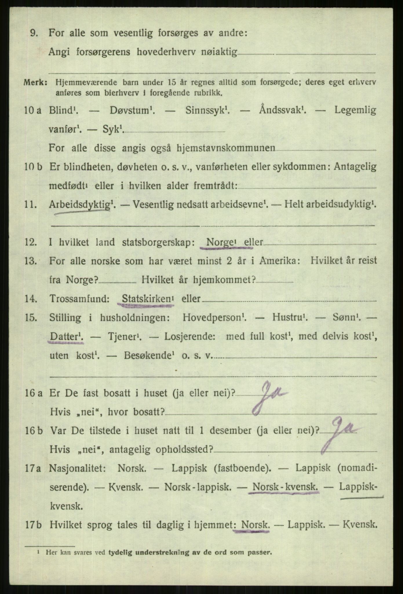 SATØ, 1920 census for Lyngen, 1920, p. 10456