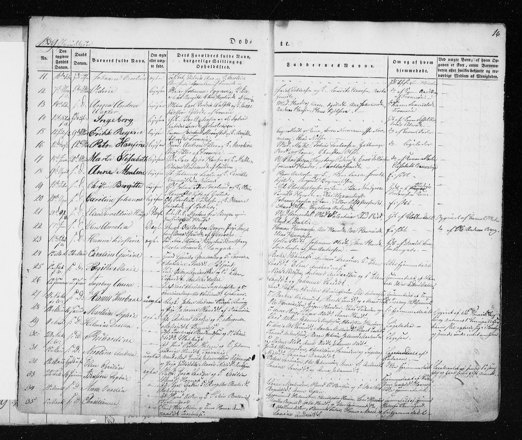 Tromsø sokneprestkontor/stiftsprosti/domprosti, SATØ/S-1343/G/Ga/L0009kirke: Parish register (official) no. 9, 1837-1847, p. 16