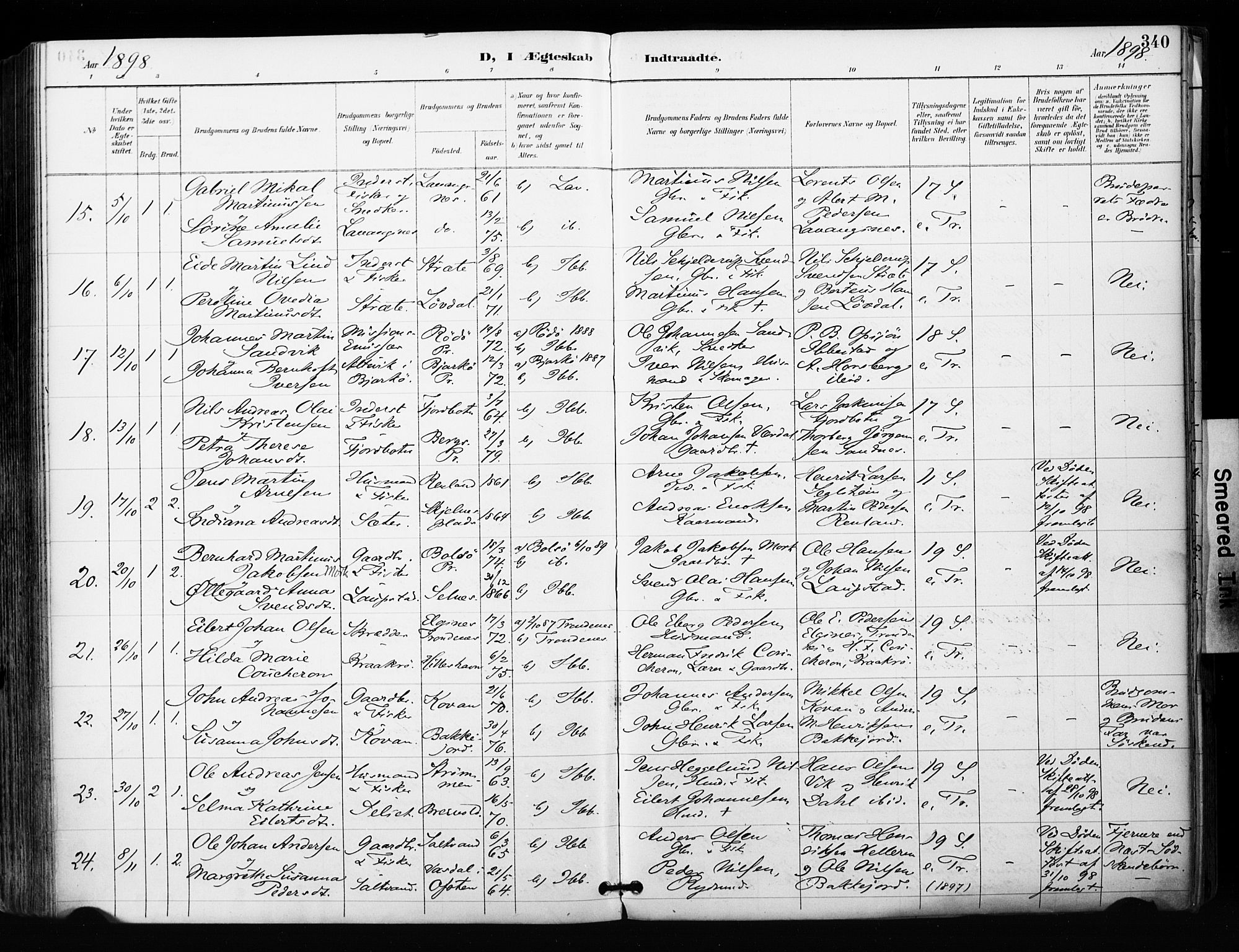 Ibestad sokneprestembete, SATØ/S-0077/H/Ha/Haa/L0012kirke: Parish register (official) no. 12, 1890-1900, p. 340