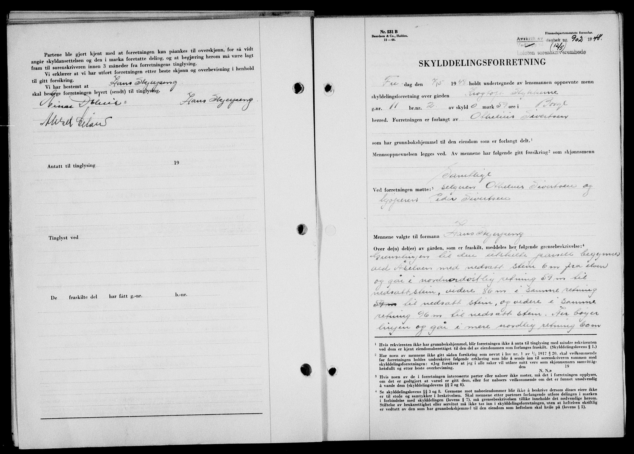 Lofoten sorenskriveri, SAT/A-0017/1/2/2C/L0018a: Mortgage book no. 18a, 1948-1948, Diary no: : 902/1948