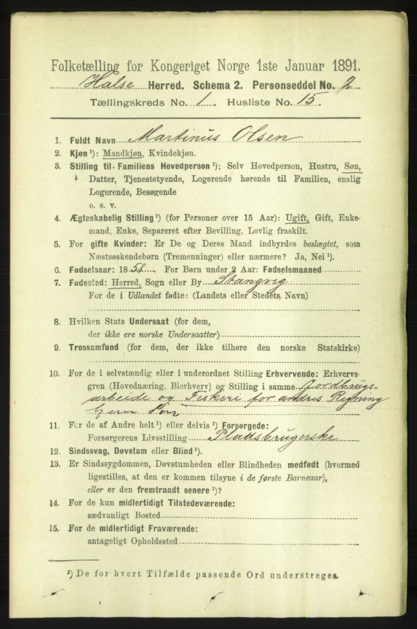 RA, 1891 census for 1571 Halsa, 1891, p. 162