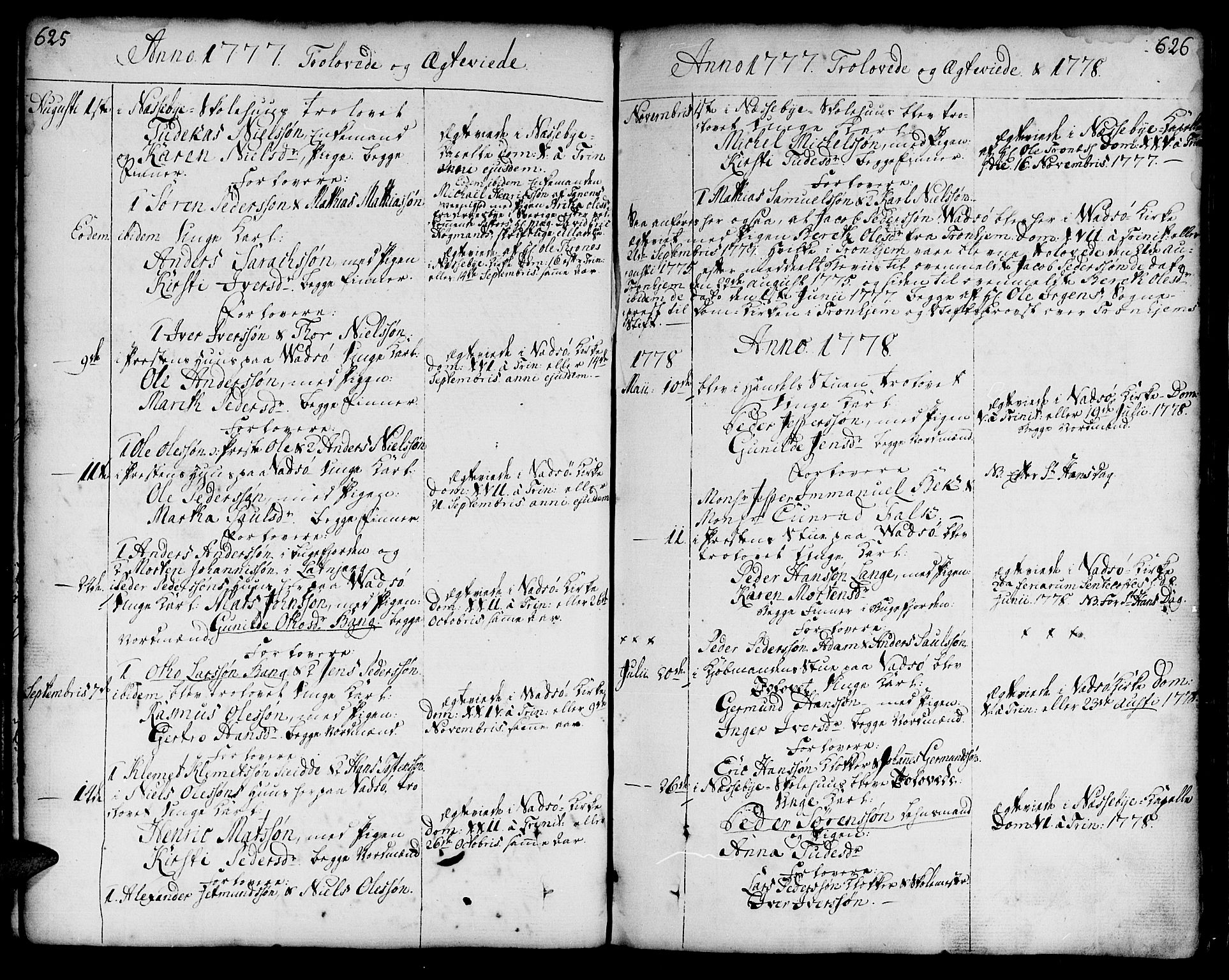 Vadsø sokneprestkontor, SATØ/S-1325/H/Ha/L0002kirke: Parish register (official) no. 2, 1764-1821, p. 625-626