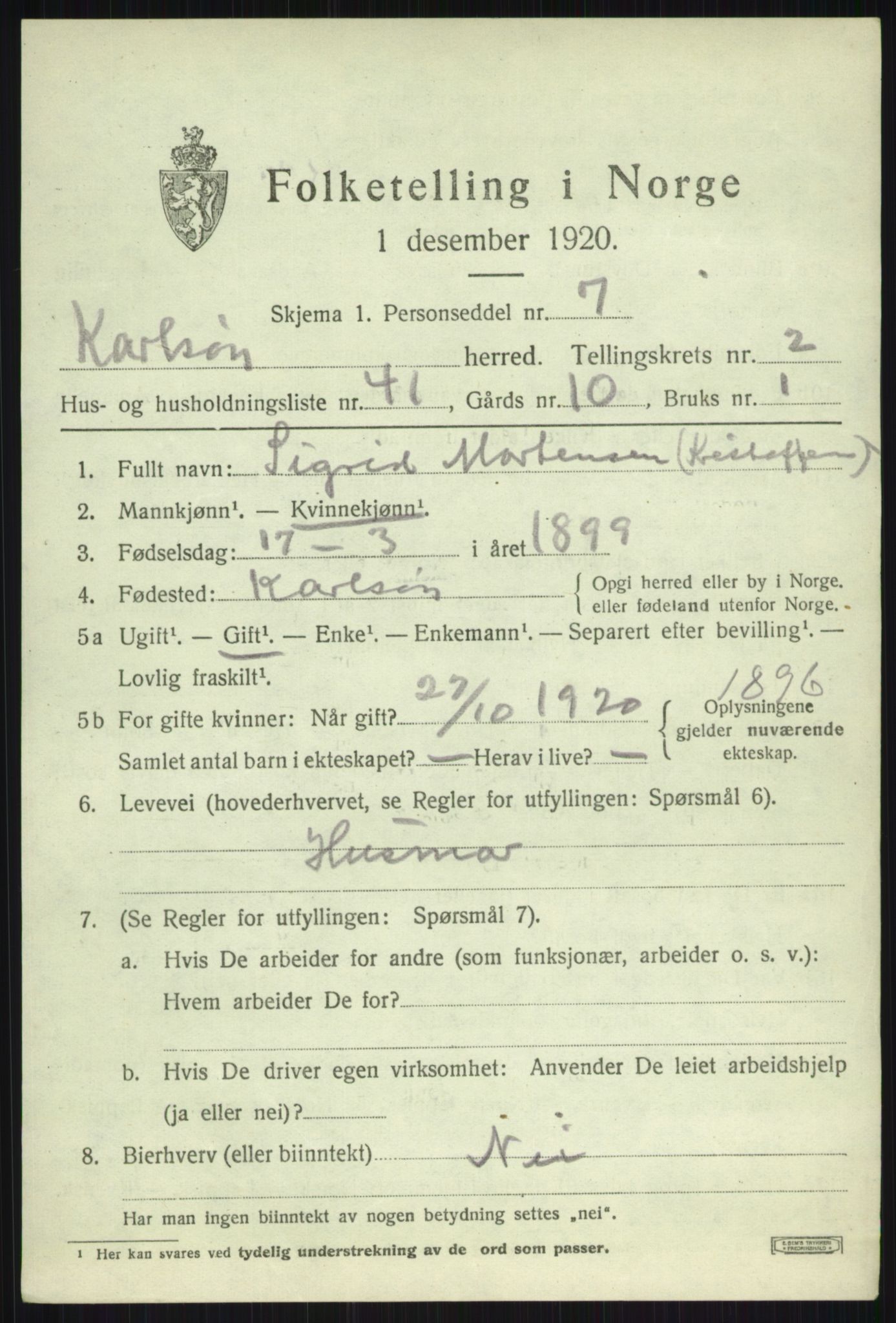 SATØ, 1920 census for Karlsøy, 1920, p. 1747