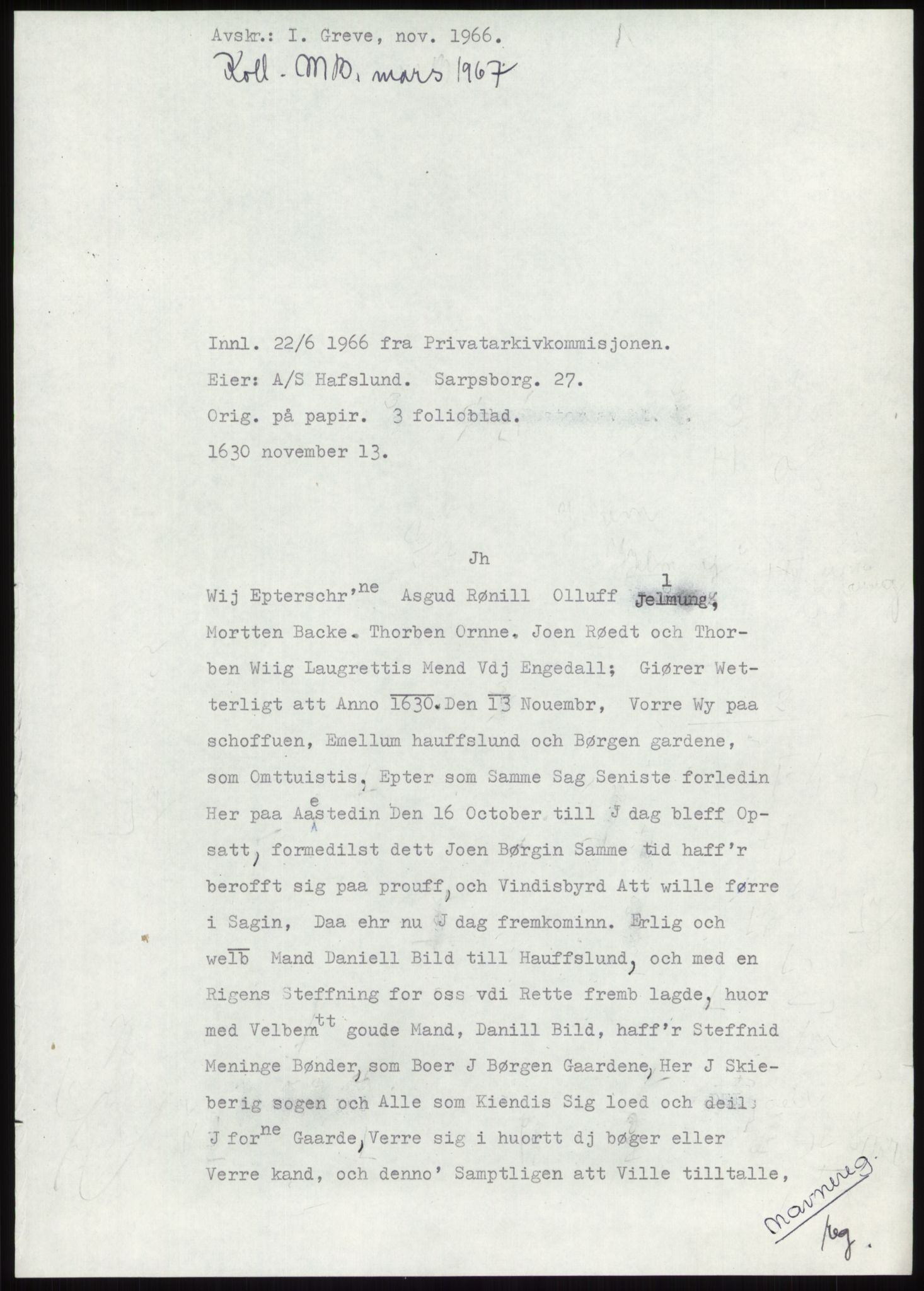 Samlinger til kildeutgivelse, Diplomavskriftsamlingen, RA/EA-4053/H/Ha, p. 236