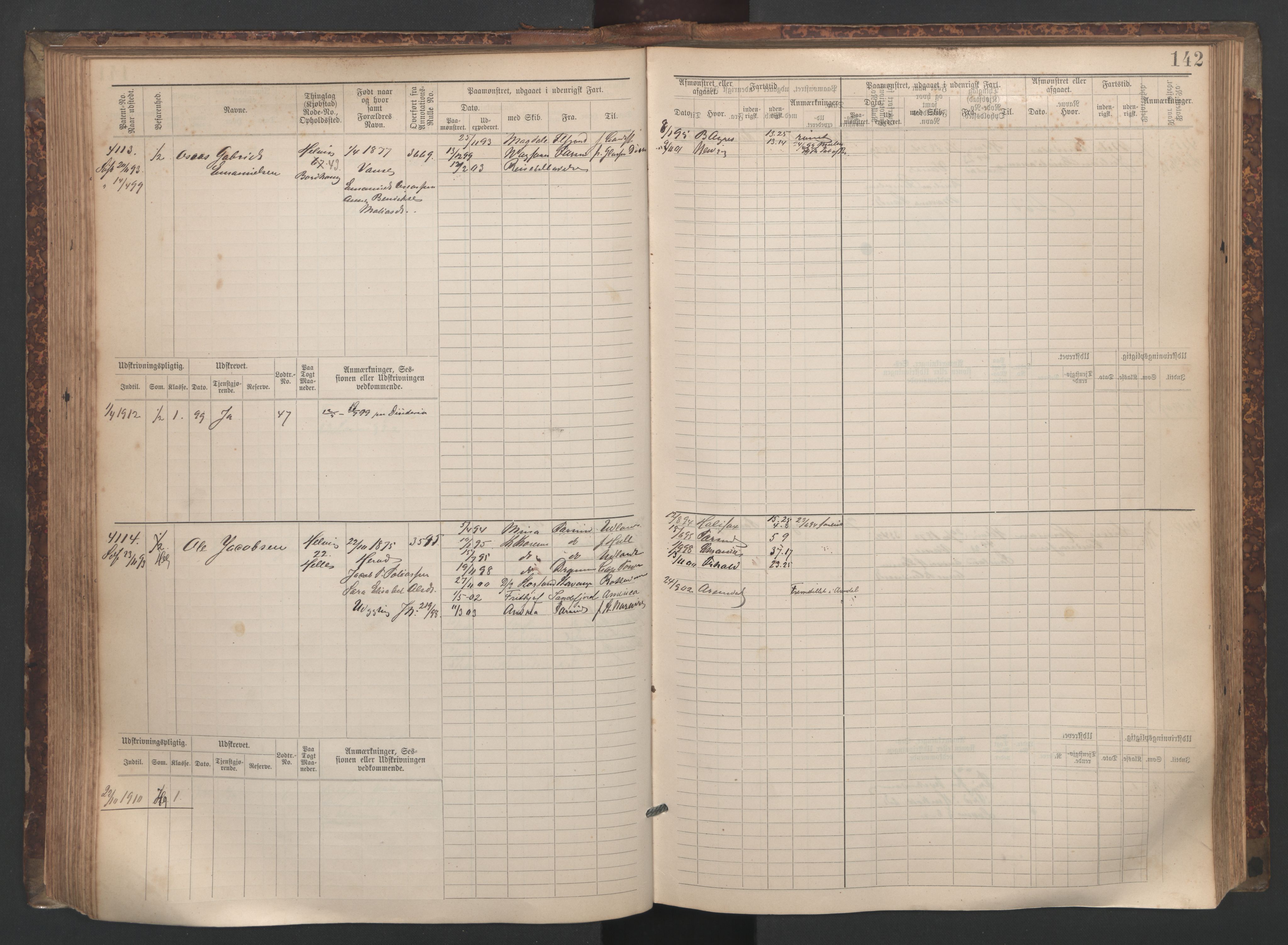 Farsund mønstringskrets, AV/SAK-2031-0017/F/Fb/L0020: Hovedrulle nr 3833-4506, Z-12, 1890-1930, p. 153