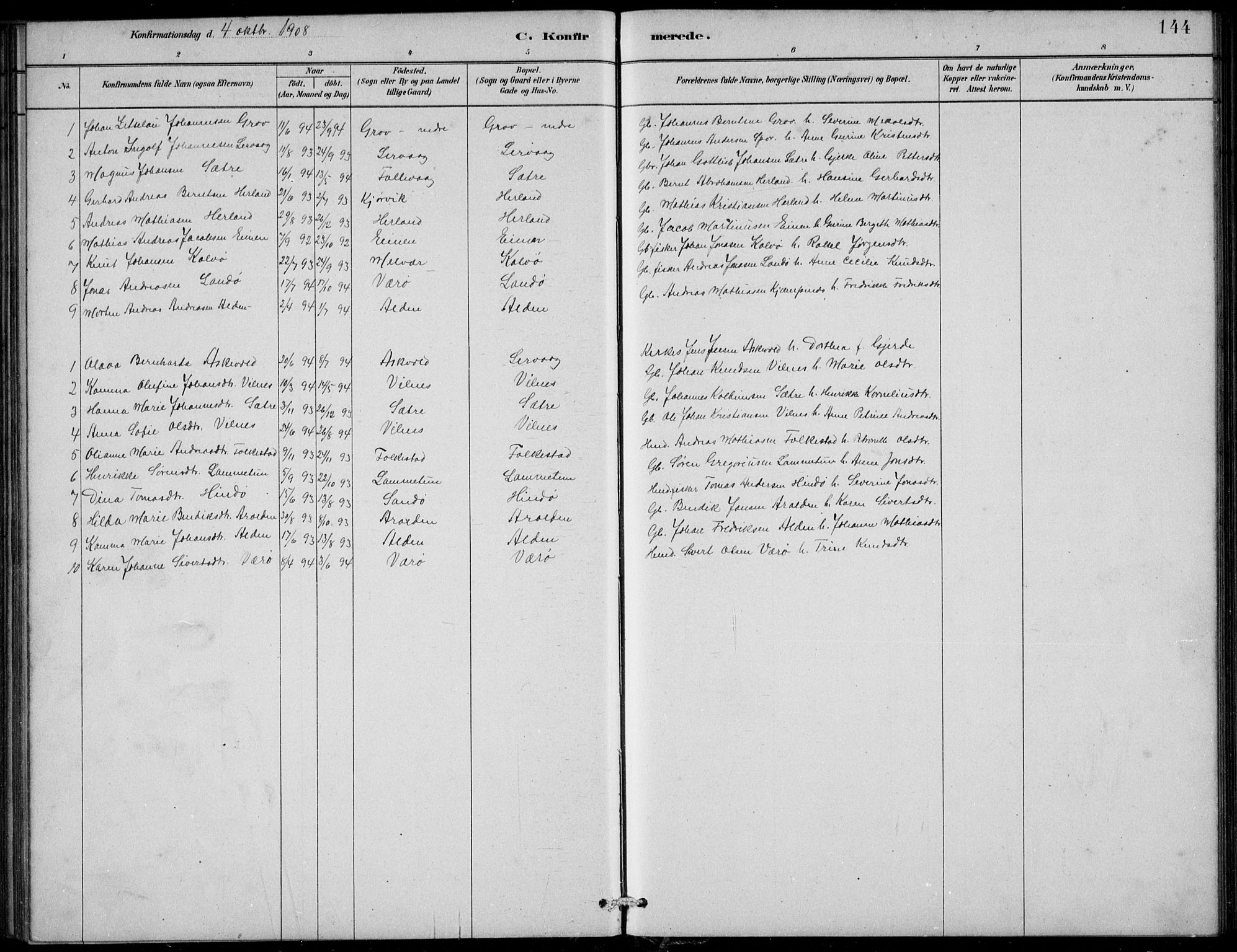 Askvoll sokneprestembete, AV/SAB-A-79501/H/Hab/Habb/L0001: Parish register (copy) no. B 1, 1879-1909, p. 144