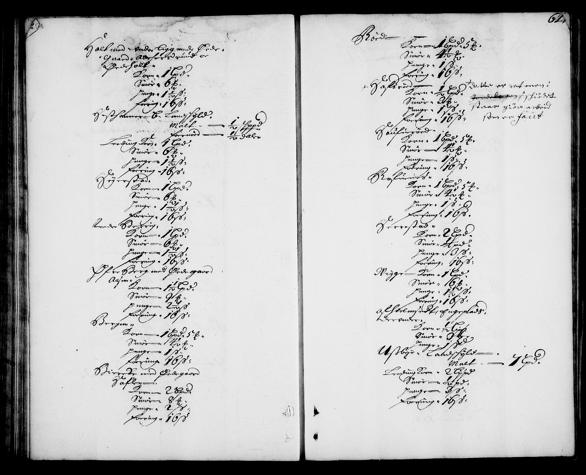 Rentekammeret inntil 1814, Realistisk ordnet avdeling, RA/EA-4070/N/Na/L0003/0006: [XI h]: Tønsbergs amt og Larvik grevskaps jordebøker: / Tønsberg grevskaps jordebok, 1683, p. 60b-61a