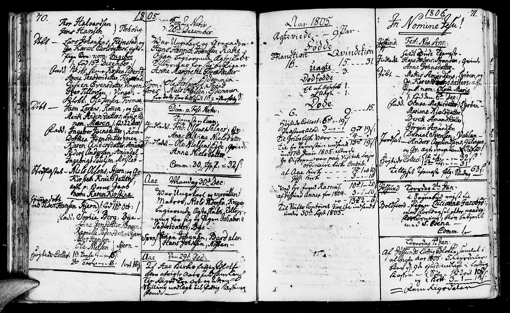 Ministerialprotokoller, klokkerbøker og fødselsregistre - Sør-Trøndelag, SAT/A-1456/655/L0674: Parish register (official) no. 655A03, 1802-1826, p. 70-71