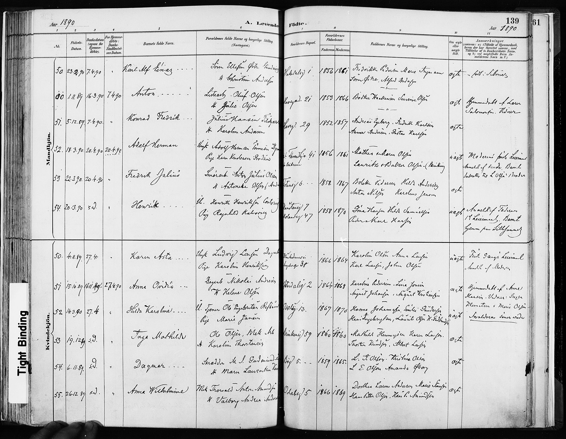 Kampen prestekontor Kirkebøker, AV/SAO-A-10853/F/Fa/L0003: Parish register (official) no. I 3, 1886-1892, p. 139