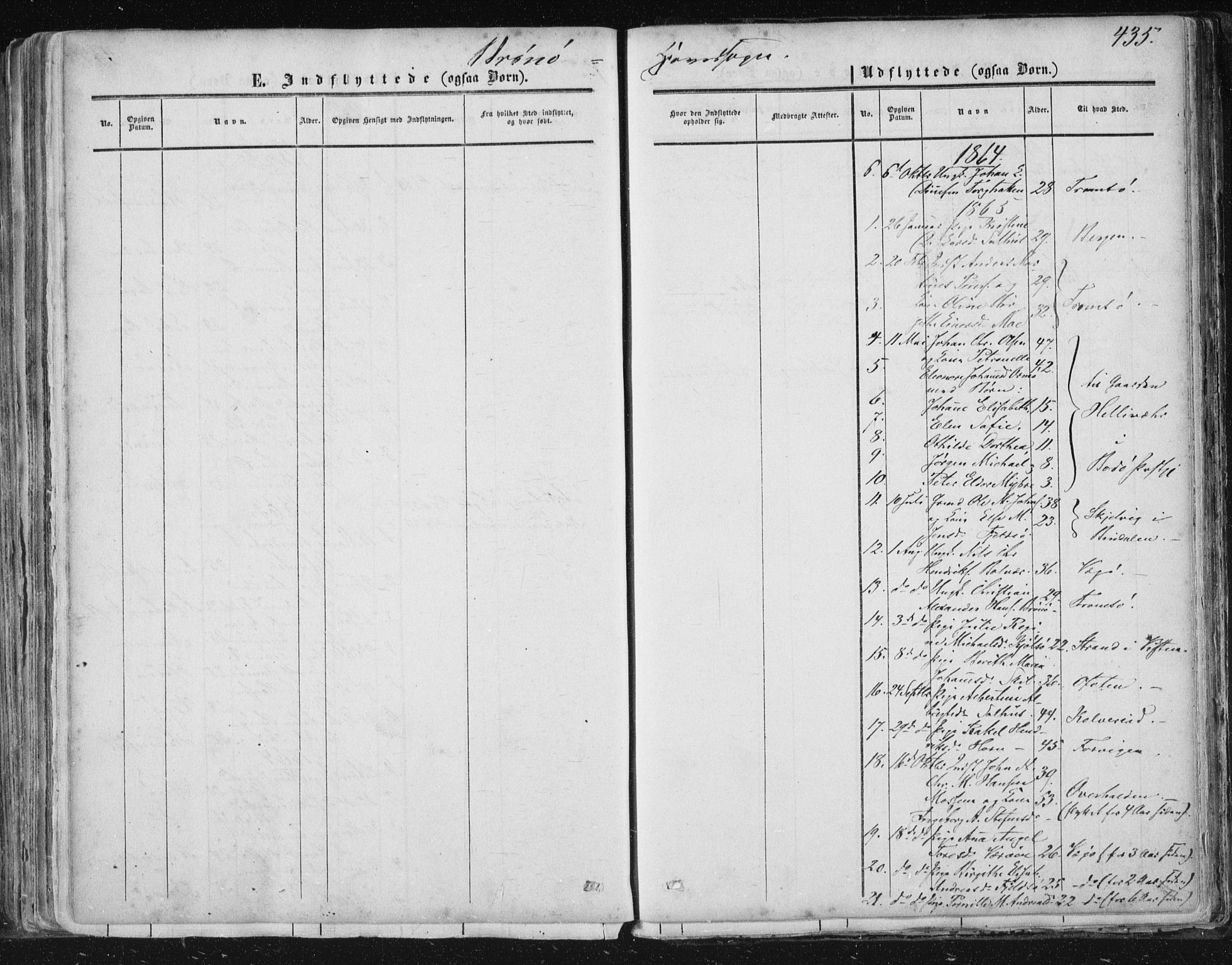 Ministerialprotokoller, klokkerbøker og fødselsregistre - Nordland, SAT/A-1459/813/L0198: Parish register (official) no. 813A08, 1834-1874, p. 435