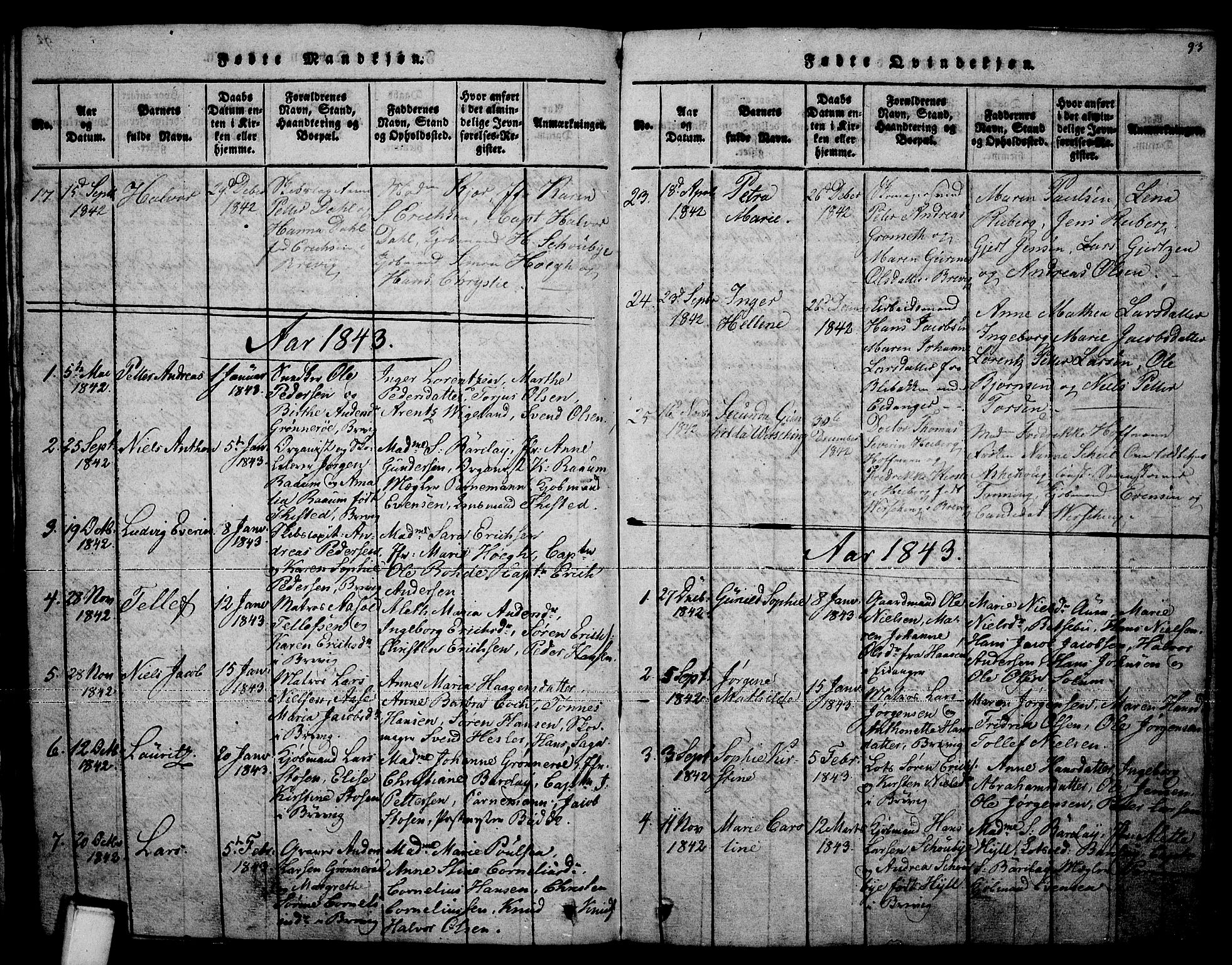 Brevik kirkebøker, AV/SAKO-A-255/F/Fa/L0004: Parish register (official) no. 4, 1814-1846, p. 93