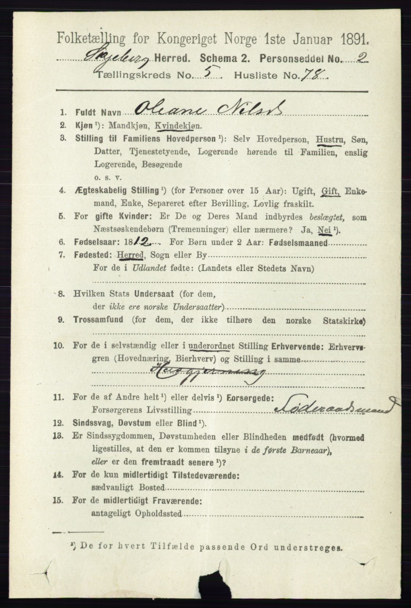 RA, 1891 census for 0115 Skjeberg, 1891, p. 2743