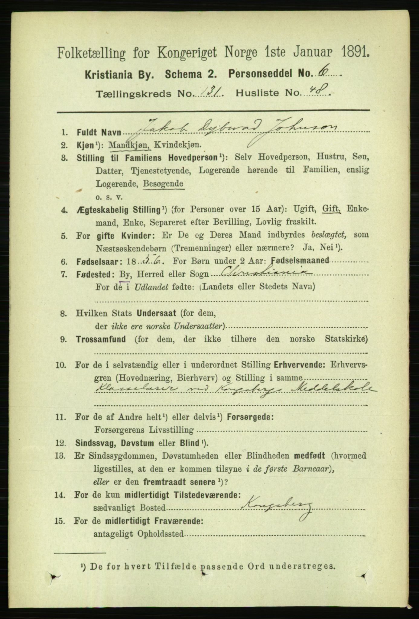 RA, 1891 census for 0301 Kristiania, 1891, p. 71343