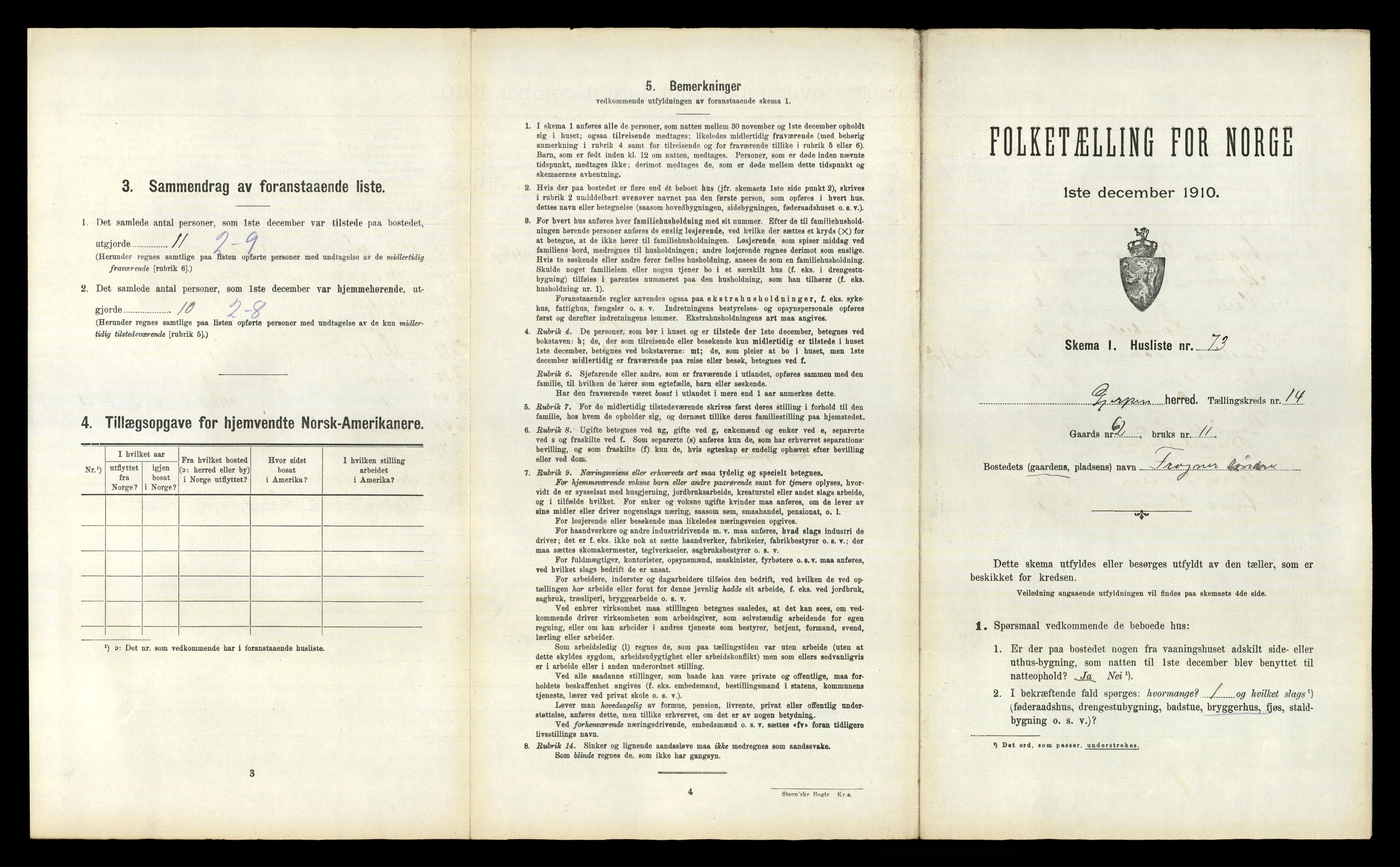 RA, 1910 census for Gjerpen, 1910, p. 2555