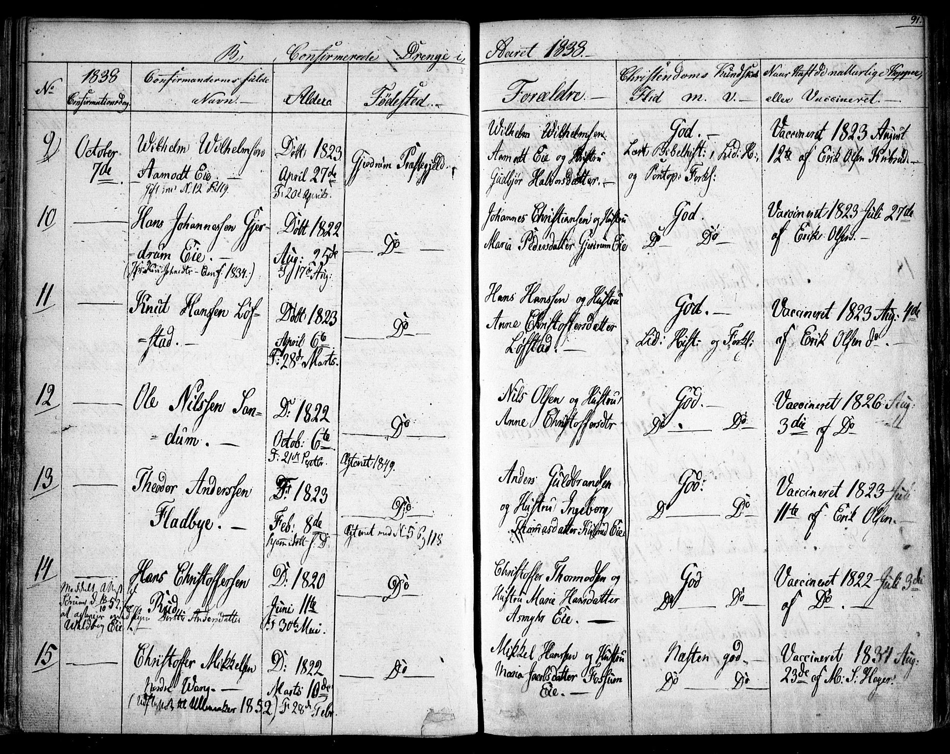 Gjerdrum prestekontor Kirkebøker, AV/SAO-A-10412b/F/Fa/L0005: Parish register (official) no. I 5, 1835-1845, p. 91