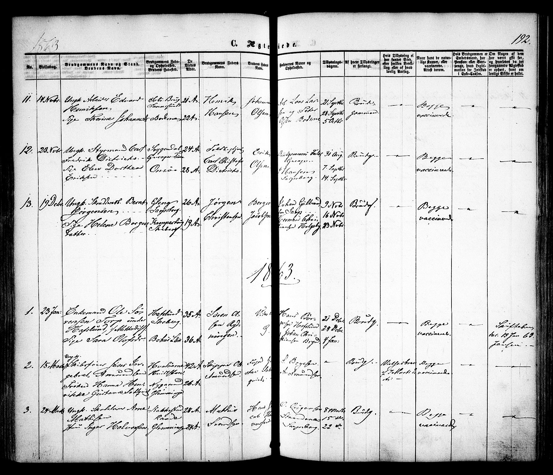 Sarpsborg prestekontor Kirkebøker, AV/SAO-A-2006/F/Fa/L0001: Parish register (official) no. 1, 1859-1868, p. 192