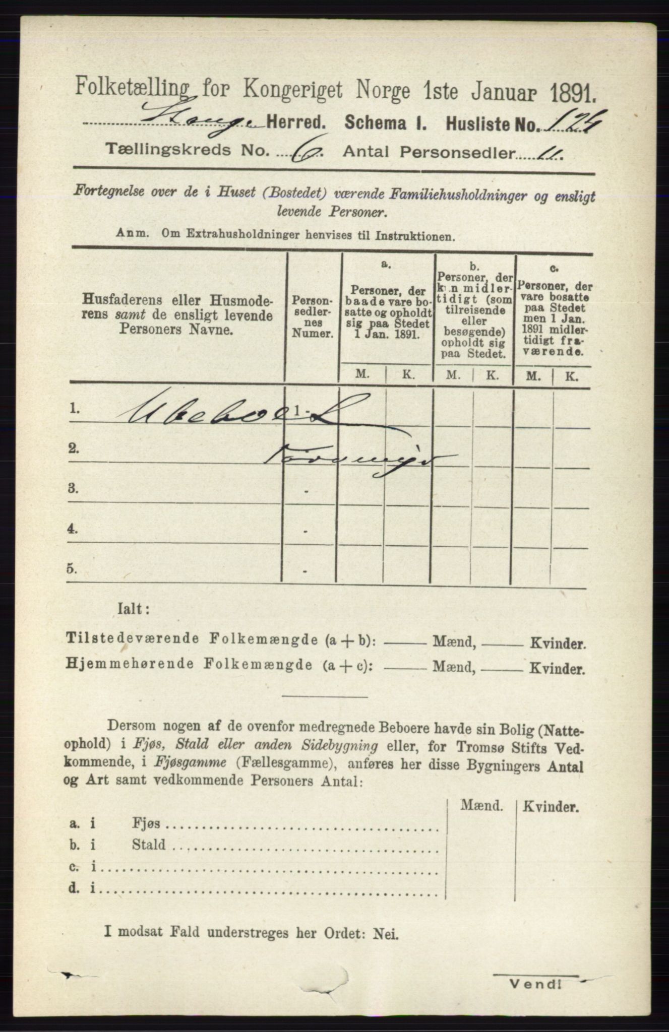 RA, 1891 census for 0417 Stange, 1891, p. 3950