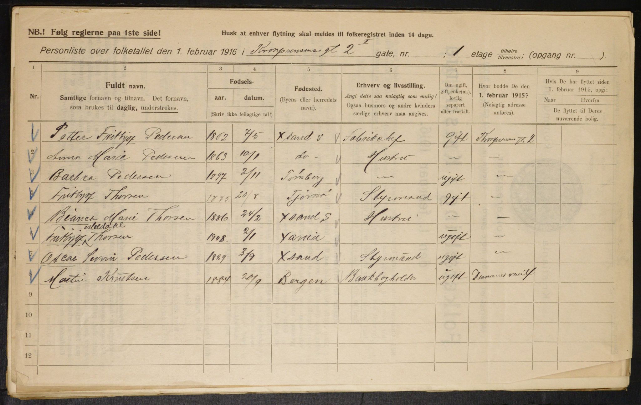 OBA, Municipal Census 1916 for Kristiania, 1916, p. 55694