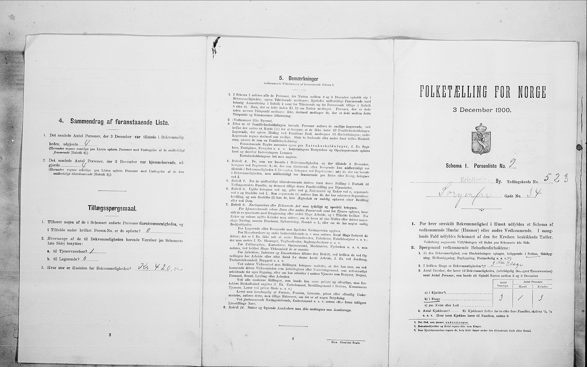 SAO, 1900 census for Kristiania, 1900, p. 88952