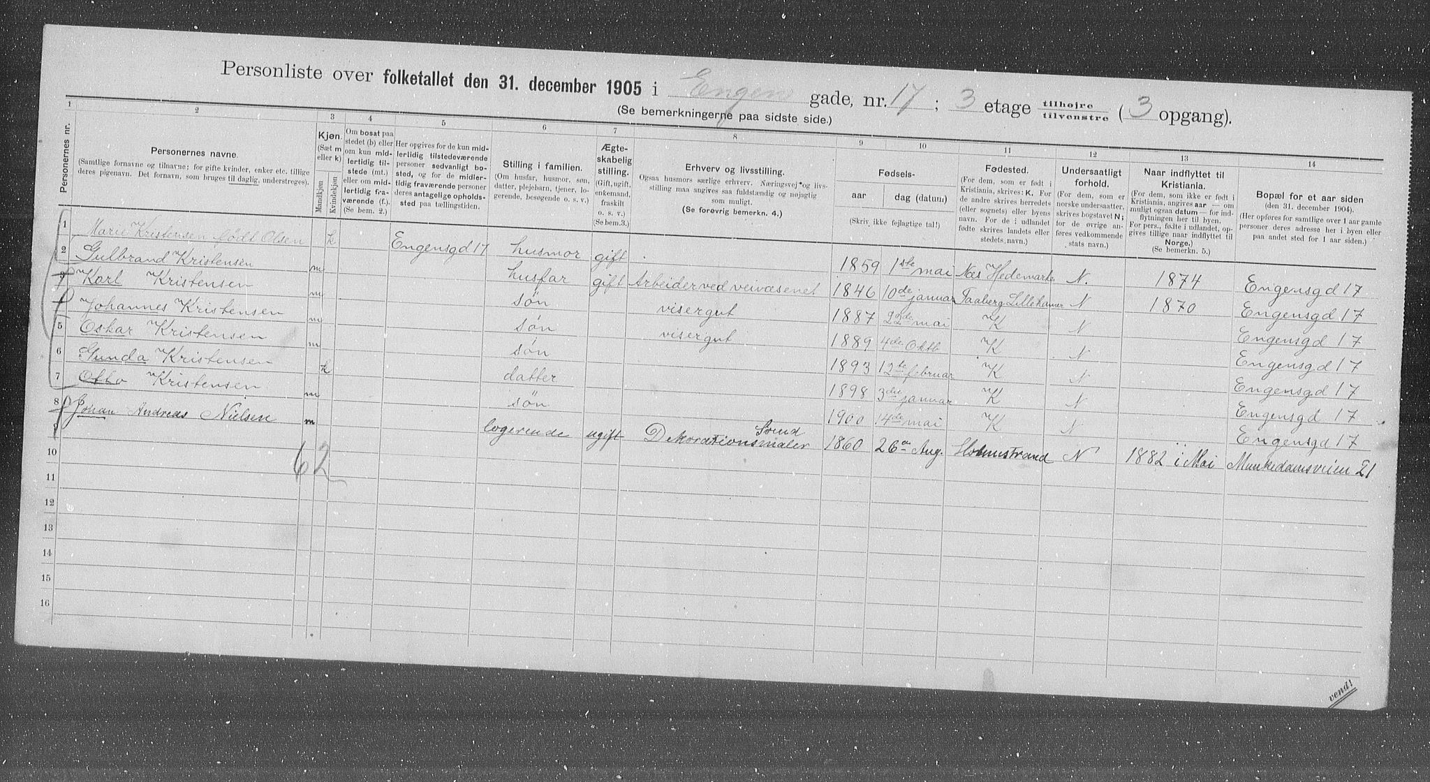 OBA, Municipal Census 1905 for Kristiania, 1905, p. 11089