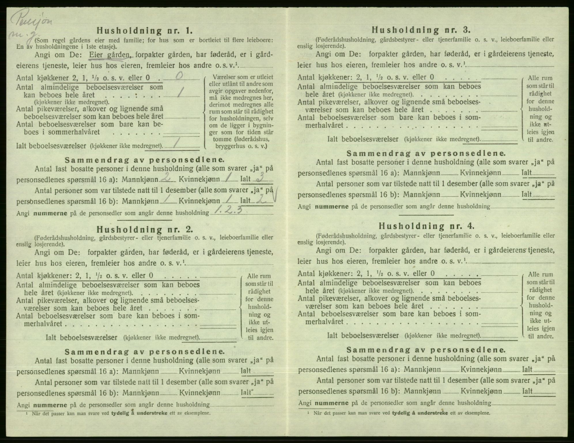 SAB, 1920 census for Vossestrand, 1920, p. 407