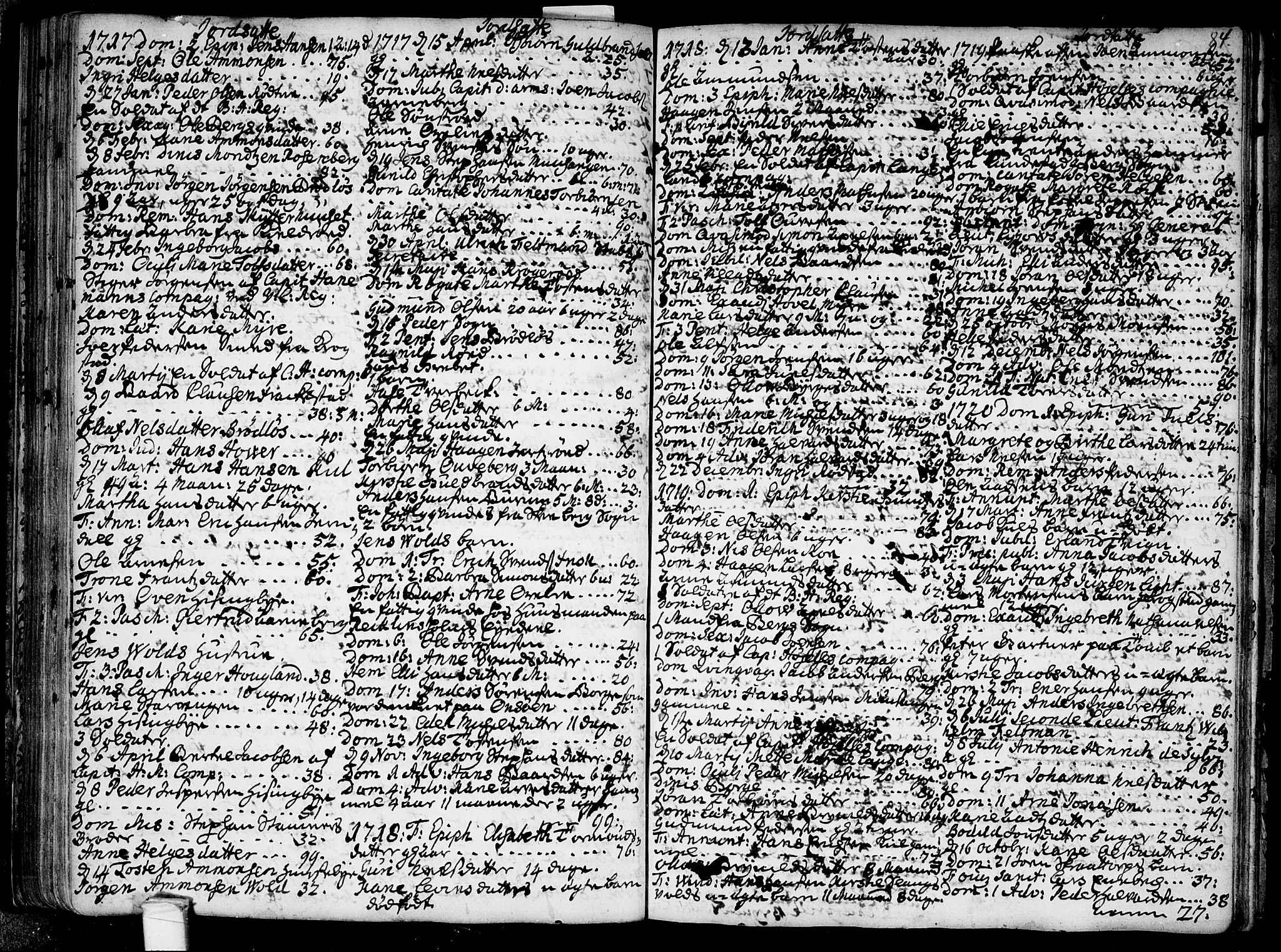 Råde prestekontor kirkebøker, SAO/A-2009/F/Fa/L0001: Parish register (official) no. 1, 1707-1762, p. 84