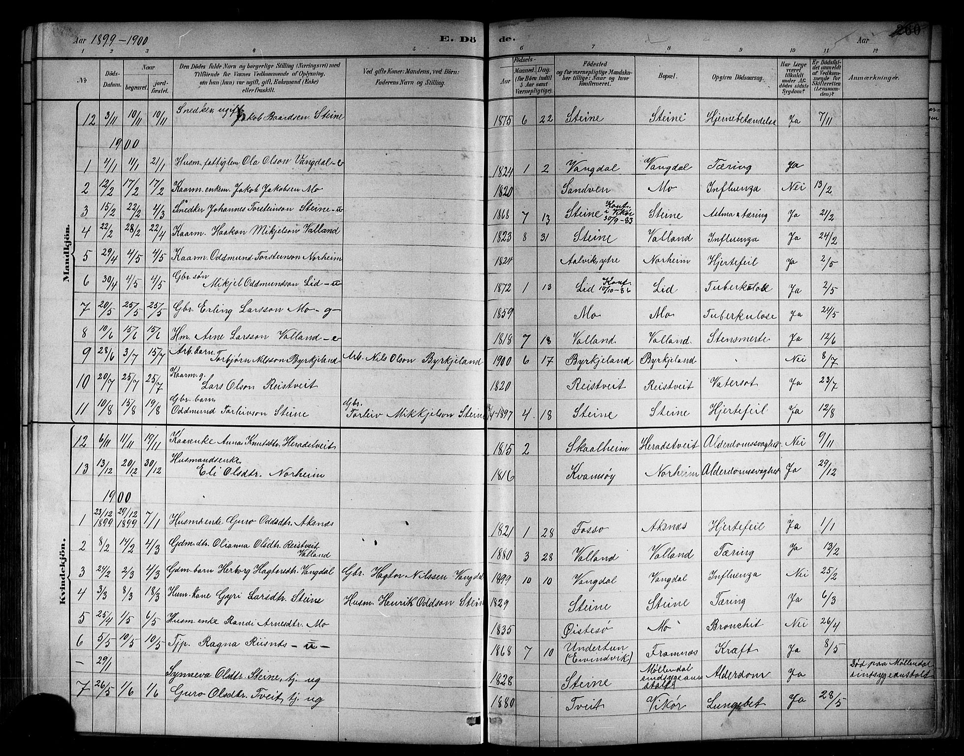 Kvam sokneprestembete, AV/SAB-A-76201/H/Hab: Parish register (copy) no. B 3, 1884-1916, p. 260