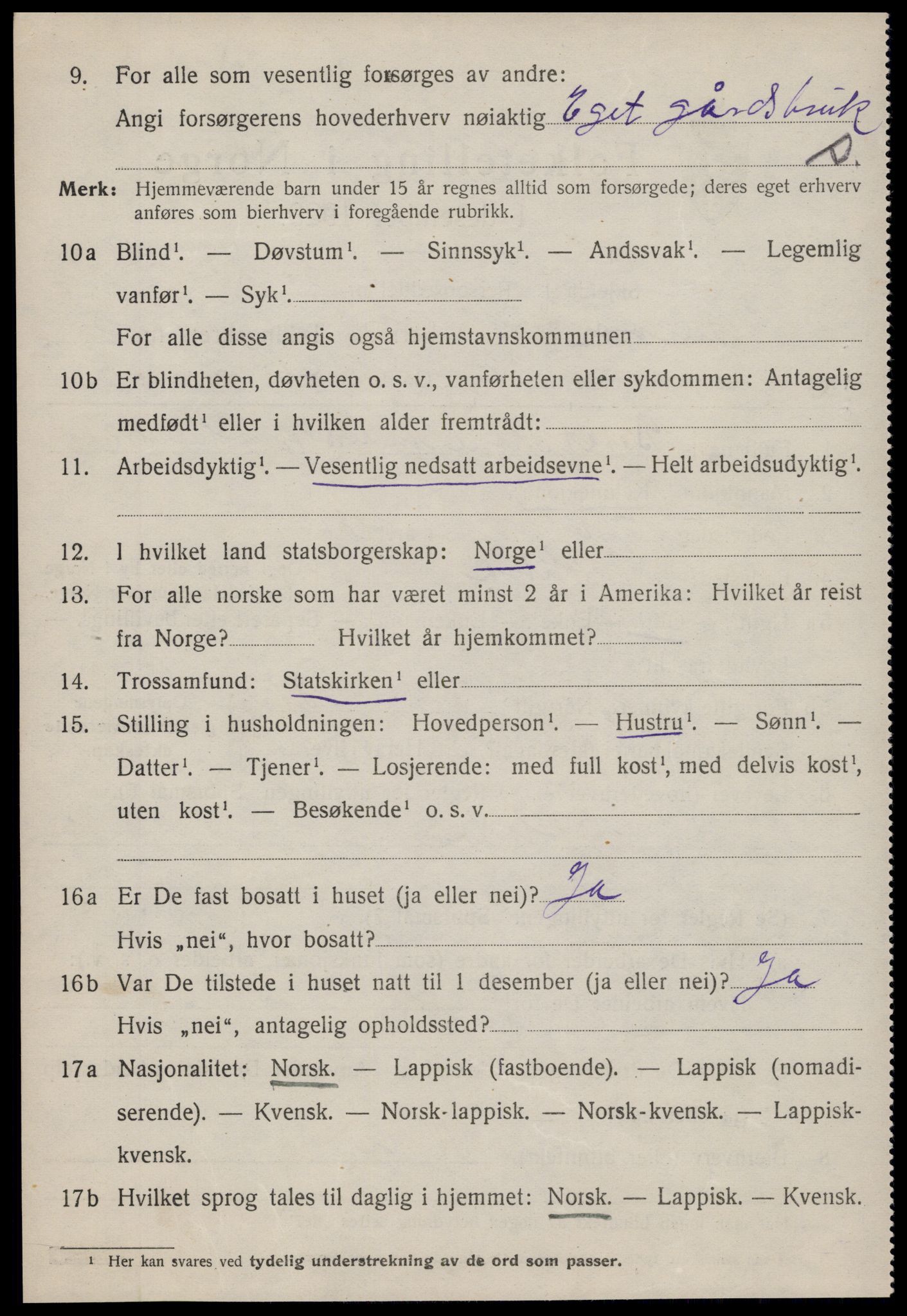 SAT, 1920 census for Kvenvær, 1920, p. 2097