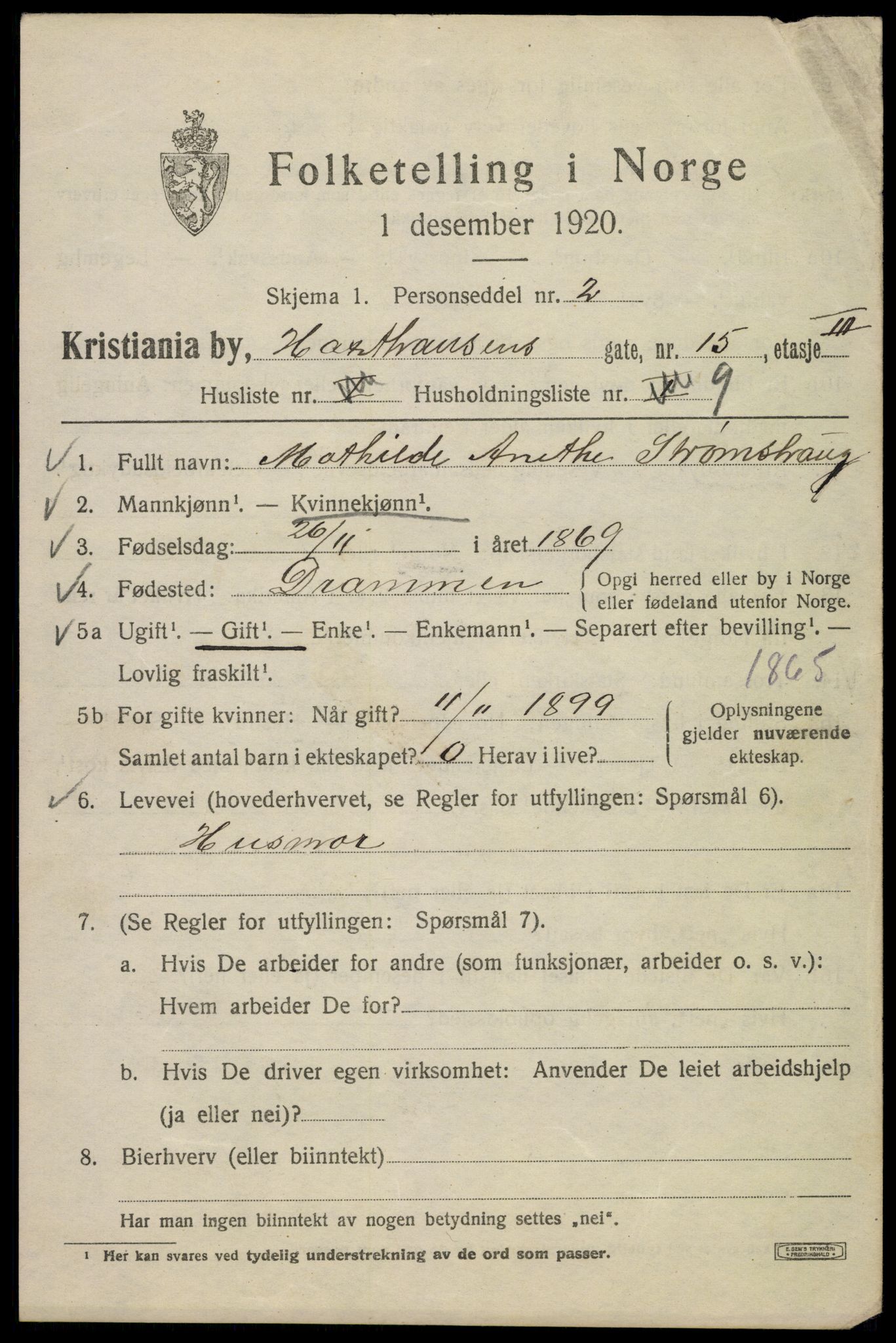 SAO, 1920 census for Kristiania, 1920, p. 277221